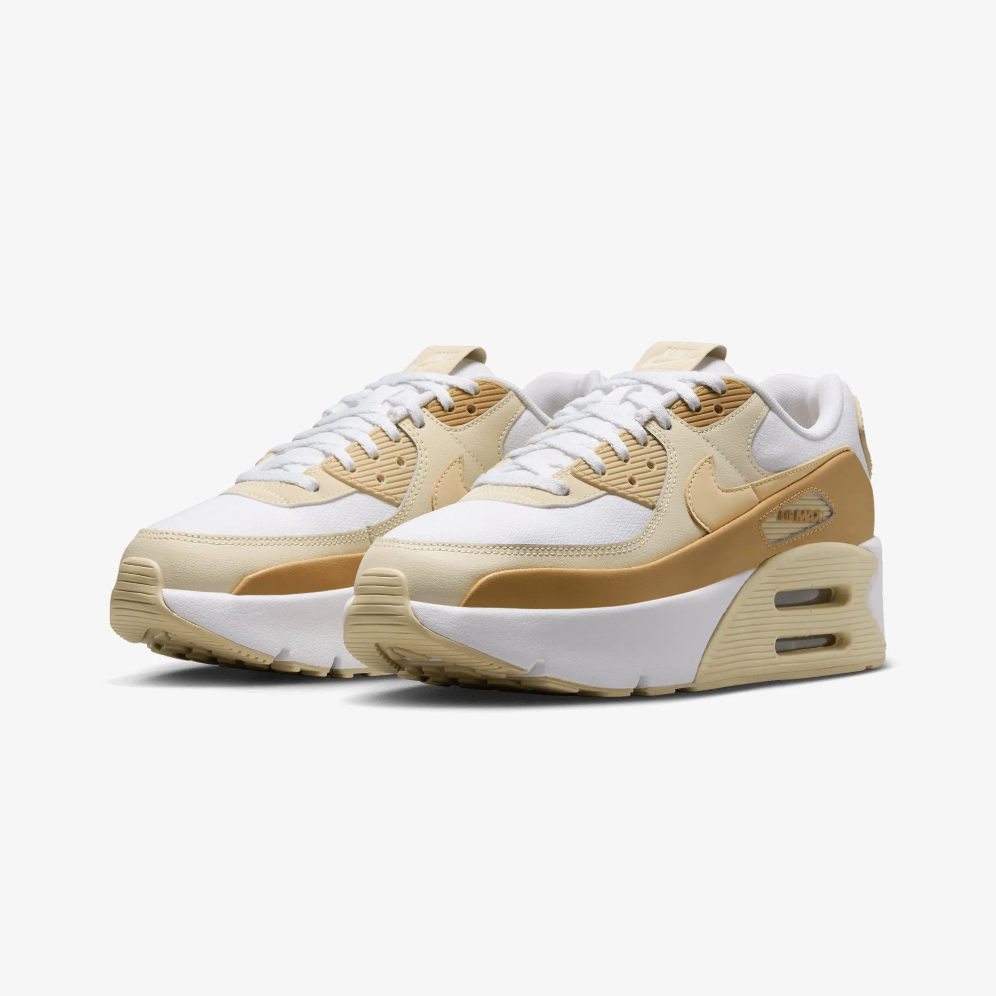 Nike | AIR MAX 90 LV8 { WHITE/TEAM GOLD-CLUB GOLD-COCONUT MILK Lake Step Bold Neon