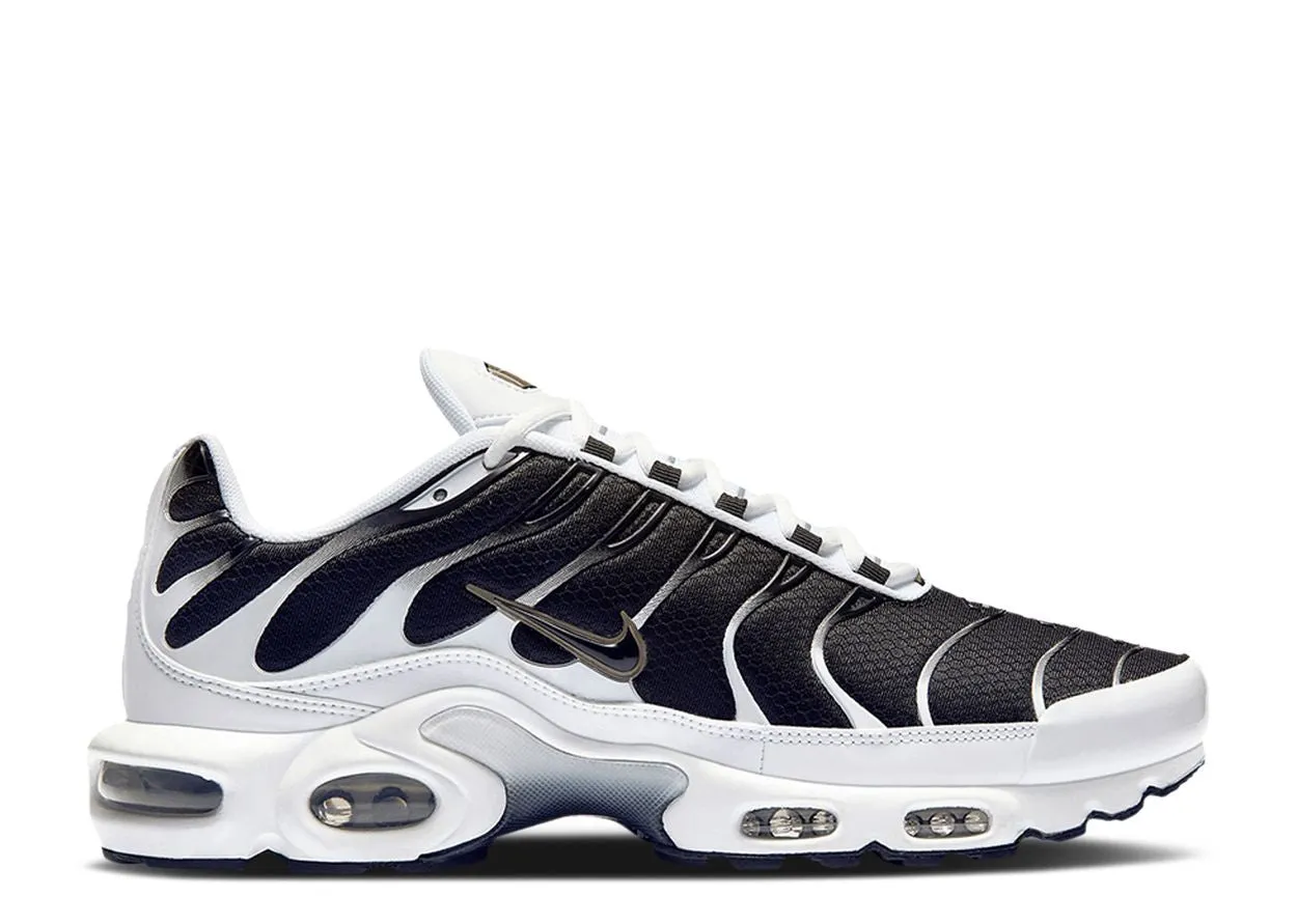 Nike Air Max Plus White Black Metallic Pewter Lightweight Design Breathable   lining