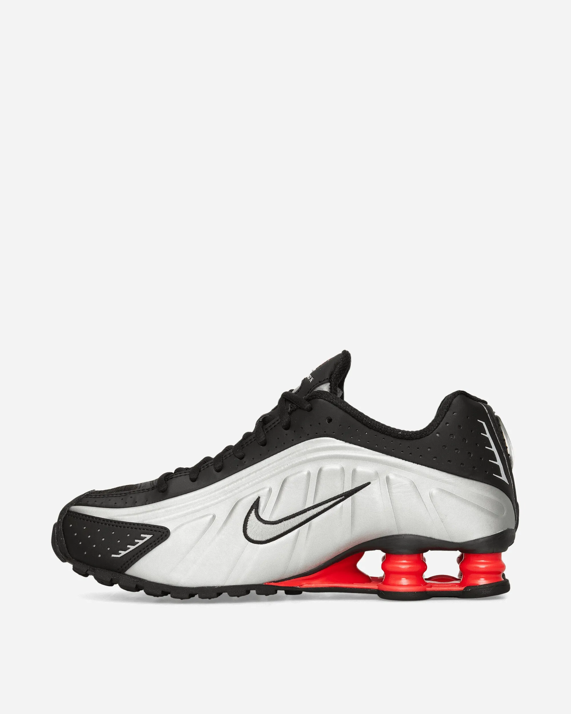 Court Fast Smooth Soles Women's Shox R4 Sneakers Metallic Silver / Black / Light Crimson