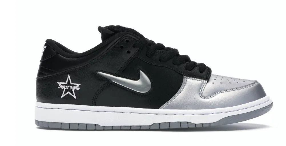 Nike SB Dunk Low Supreme Jewel Swoosh Silver Street Fest Quick Hike