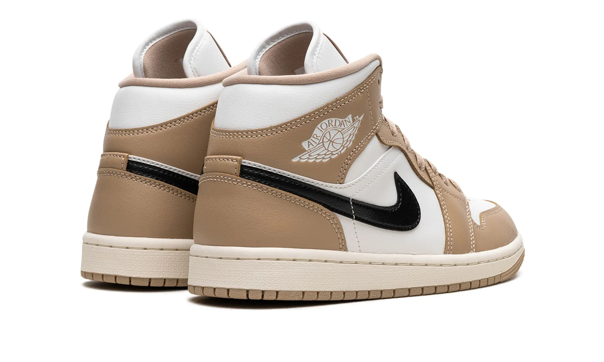 Air Jordan 1 Mid Tan / Black Desert Classic Shoes Walk With Ease