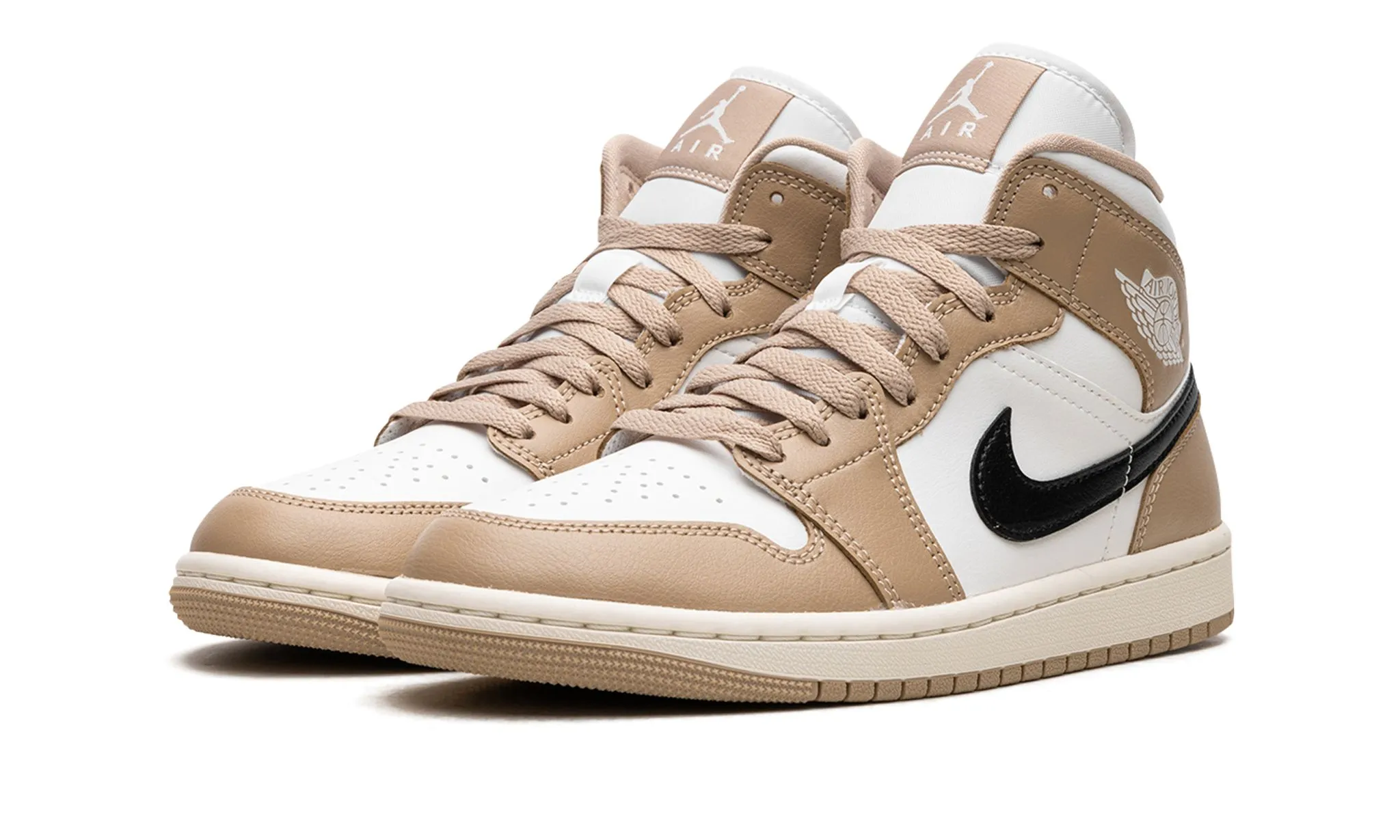 Air Jordan 1 Mid Tan / Black Desert Oxford Style