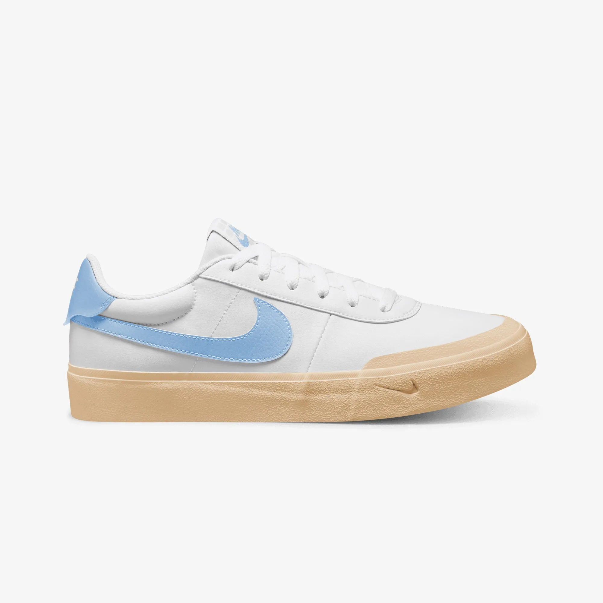 Nike | COURT SHOT { WHITE/PSYCHIC BLUE-GUM YELLOW Greek Ease Comfort Enhancement