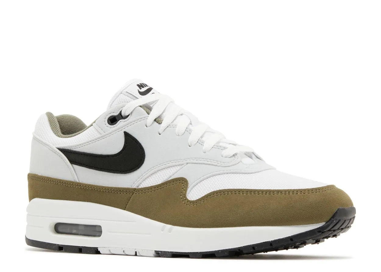 Nike Air Max 1 White Black Medium Olive Thick sole Parkour Hike
