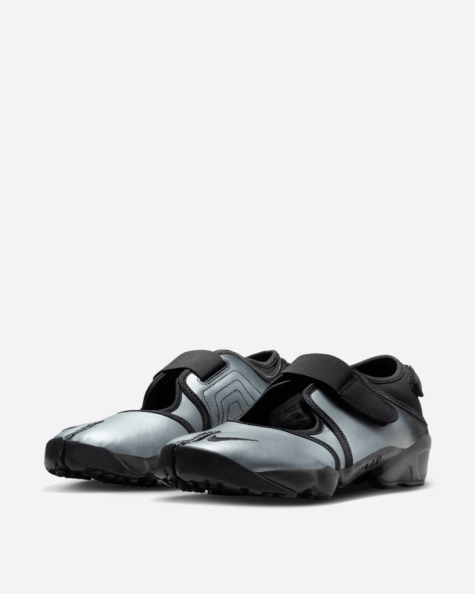 Game Fit Hiking Women's Air Rift Leather Sandals Metallic Silver / Black