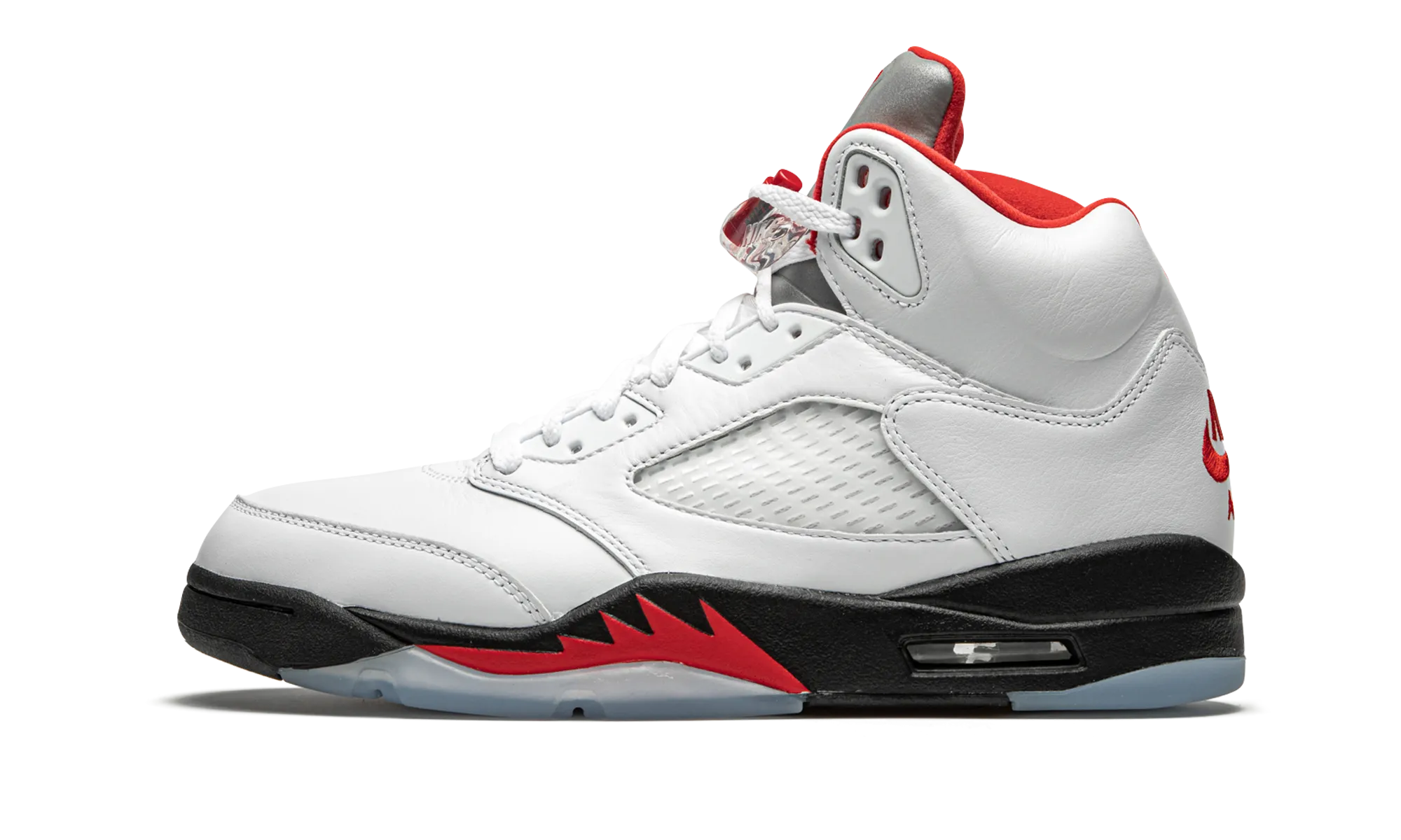 Jordan 5 Retro "Fire Red Silver Tongue" Understated Style Clear Hike