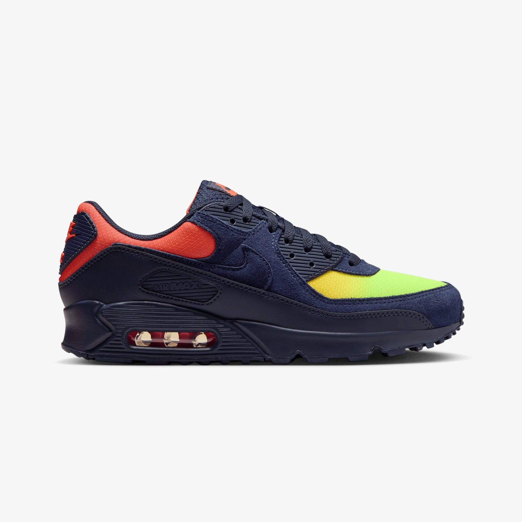 Nike | AIR MAX 90 { LEMON VENOM/BLACKENED BLUE-HYPER CRIMSON water proof