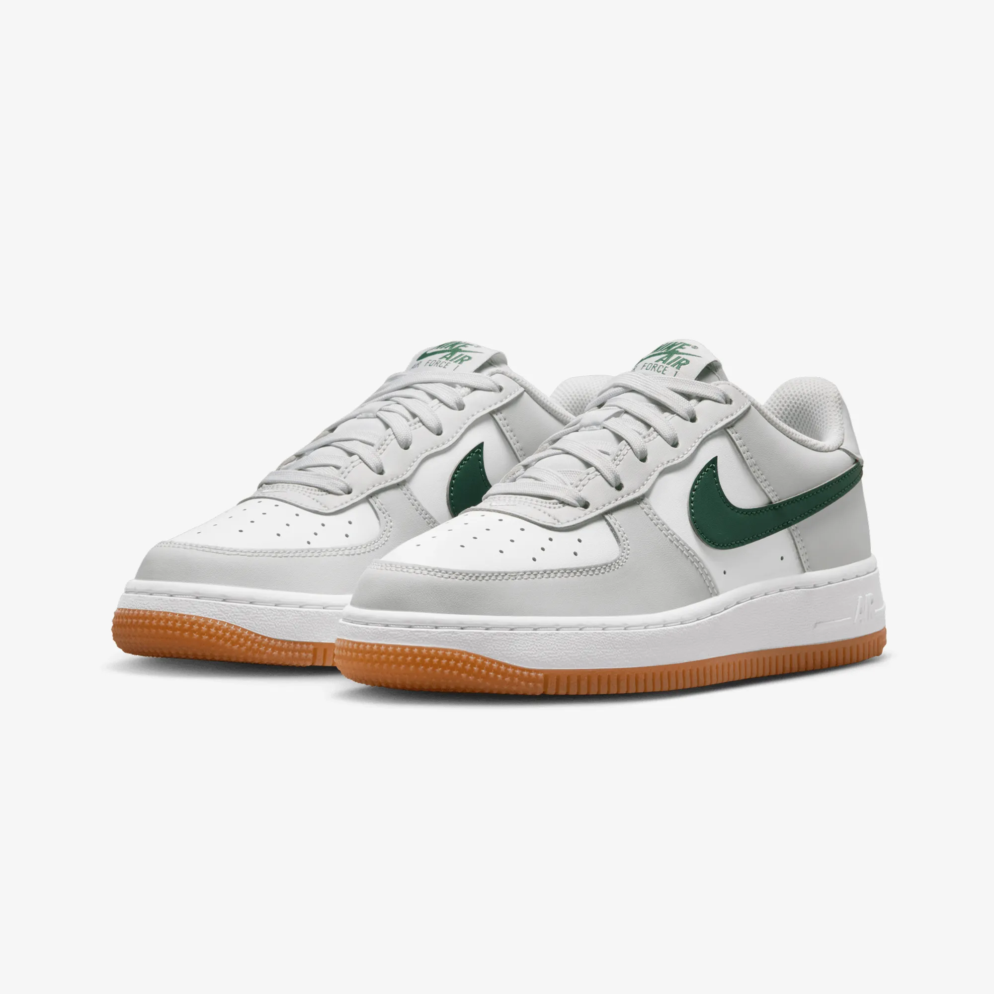 NIKE | AIR FORCE 1 { PHOTON DUST/WHITE-FIR-GUM MED BROWN Comfort Tongue