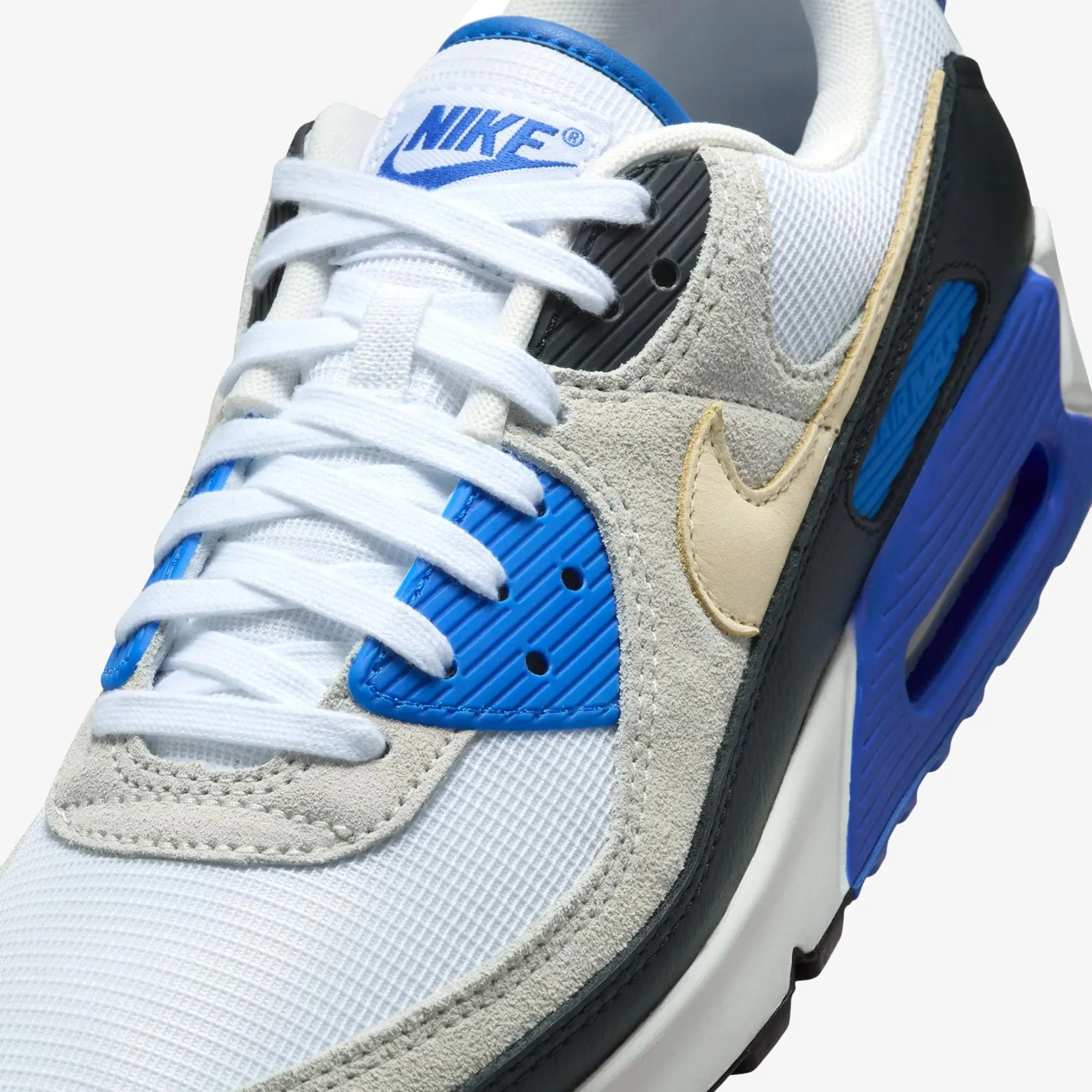 Month Strong Rain Step NIKE | AIR MAX 90 PREMIUM { WHITE/KHAKI-RACER BLUE-BLACK