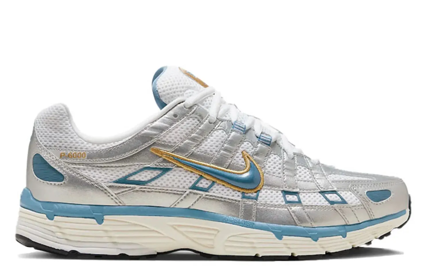Nike P-6000 Metallic Silver Aegean Storm LaceAdjustment