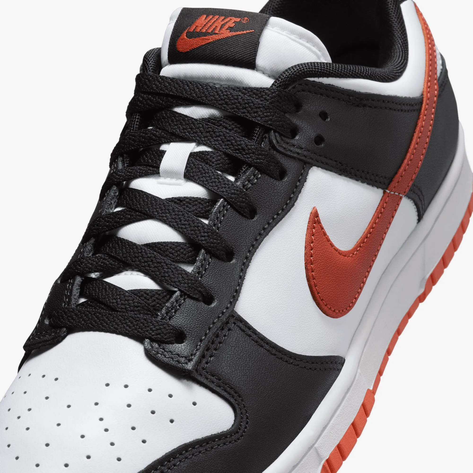 NIKE | DUNK LOW RETRO { WHITE/DRAGON RED-BLACK synthetic leather