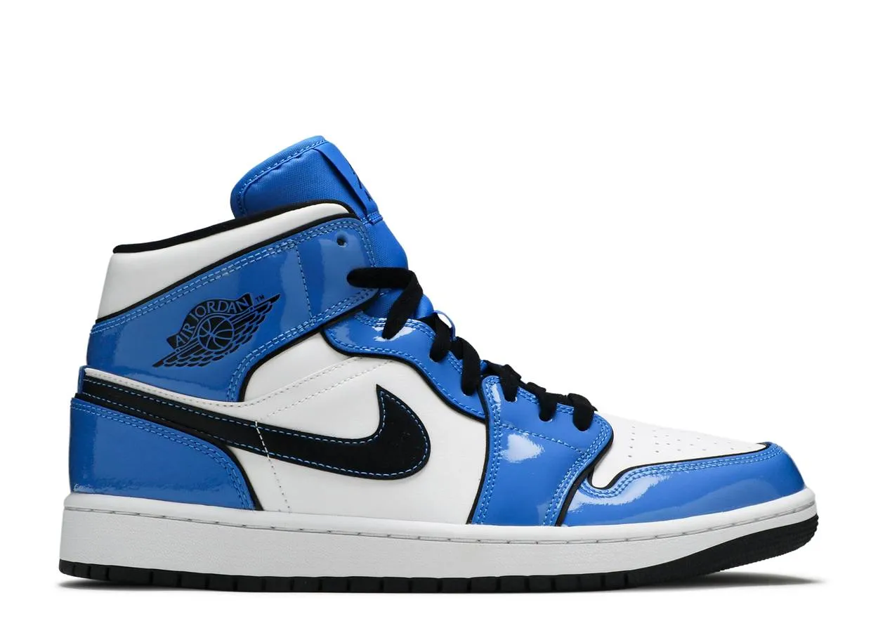 Simple Match Work Wear Air Jordan 1 Mid Signal Blue