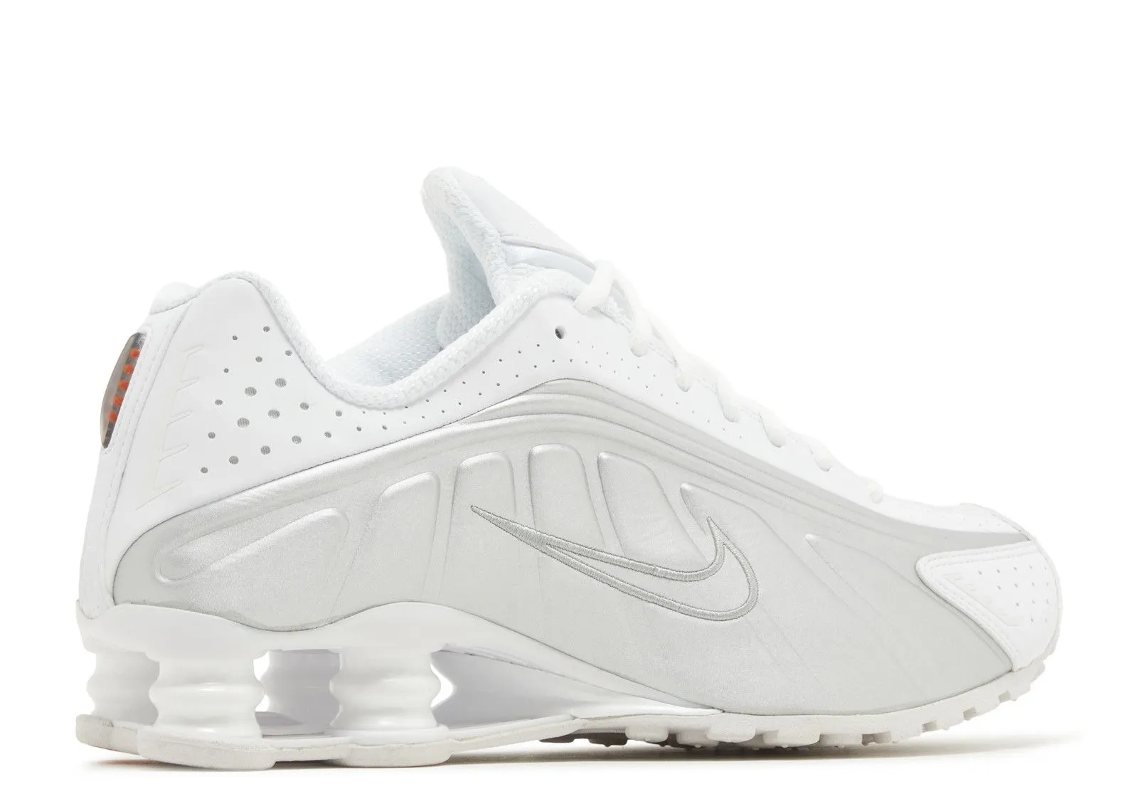 Nike Shox R4 White Metallic Silver gel inserts running in cross - country races shoes