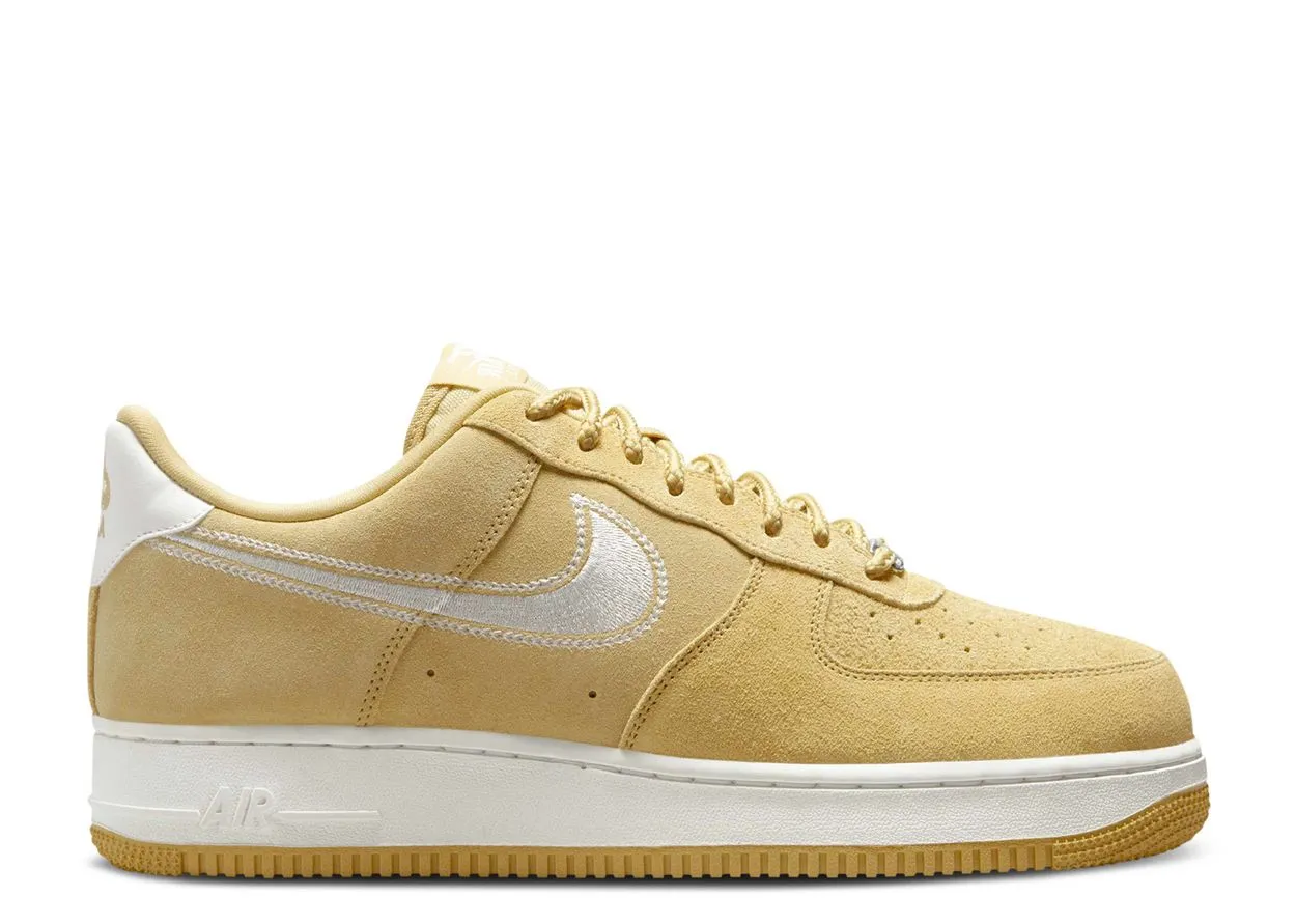 Nike Air Force 1 Low '07 LV8 Buff Gold Sail Embroidered Swoosh Rain Path Busy Walk