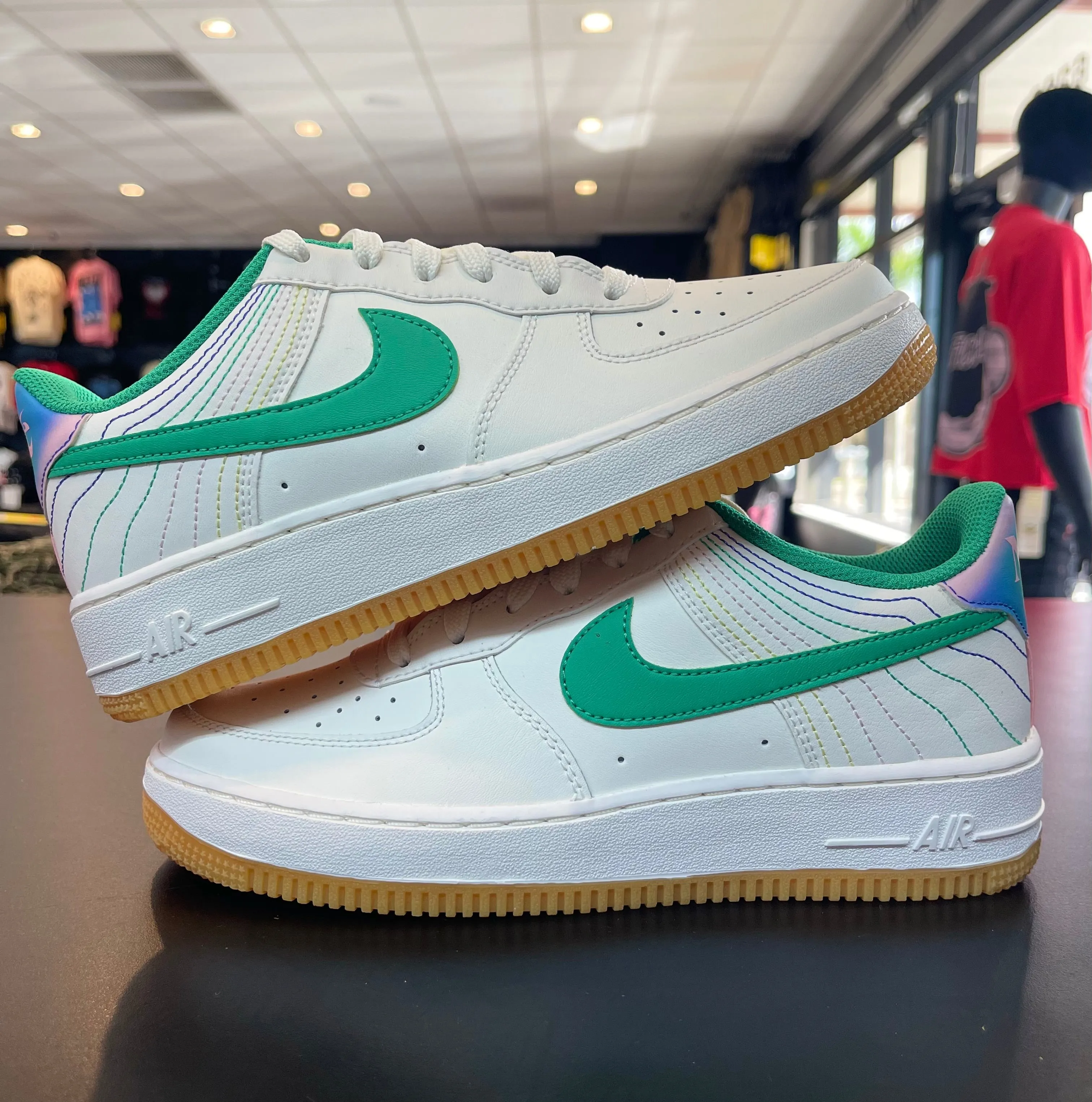 Low Effort Nike Air Force 1 Low ??Heel Stitch Sail Stadium Green??
