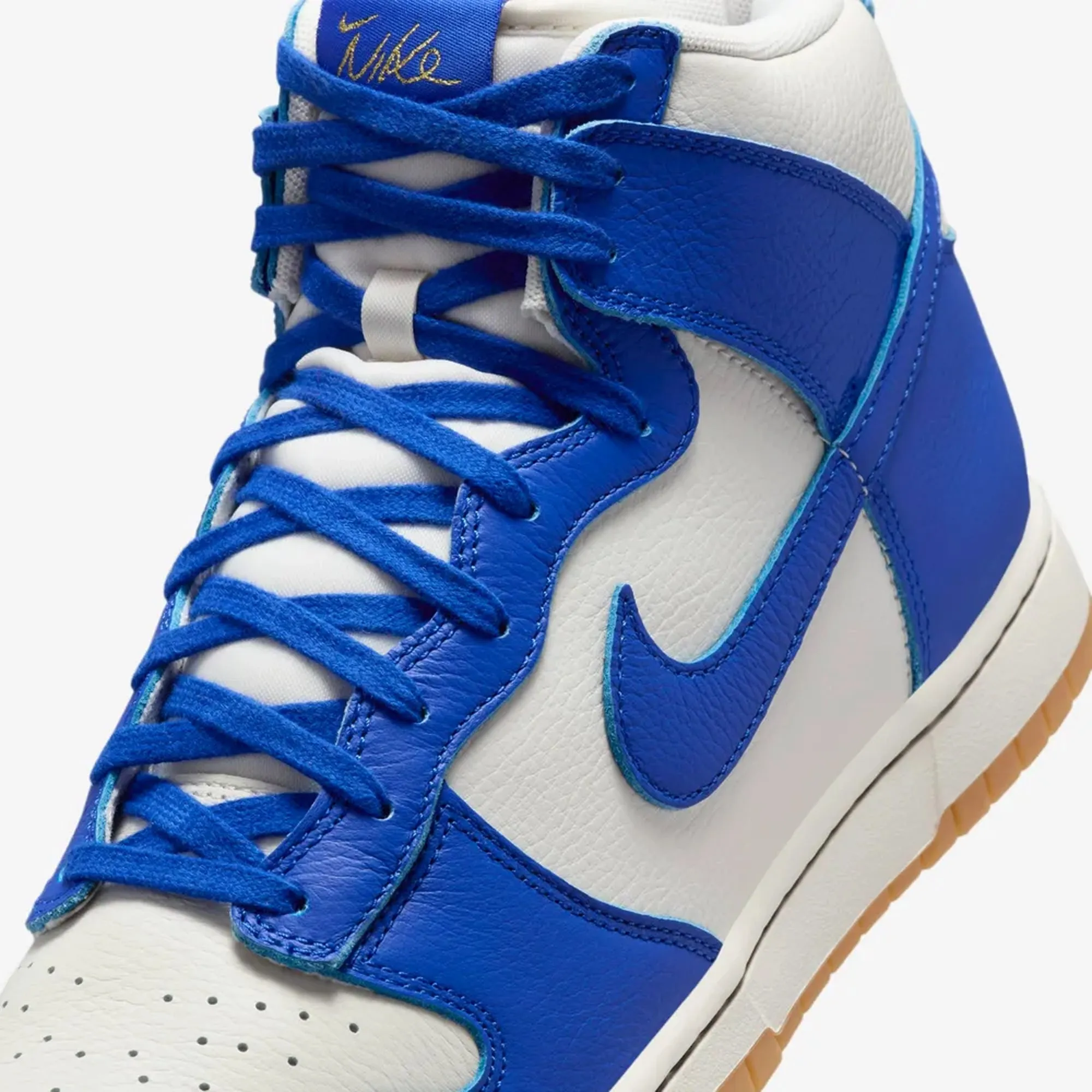 NIKE | DUNK HIGH RETRO SE { PHANTOM/RACER BLUE-PALE IVORY-GUM YELLOW Heel Safe