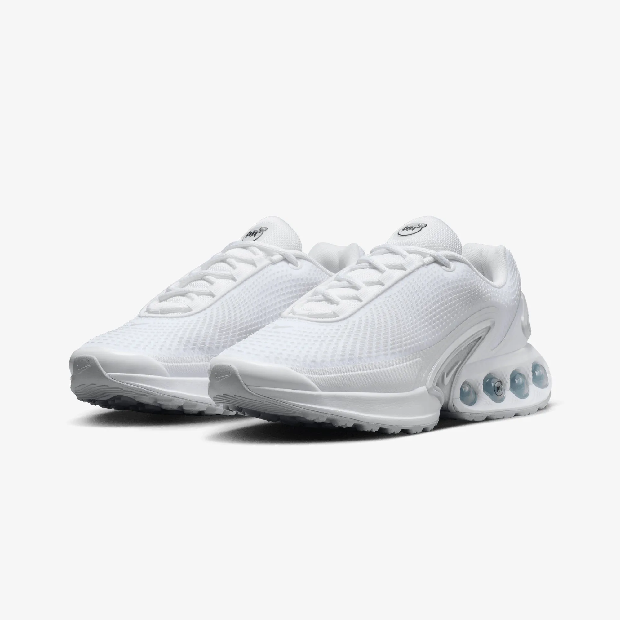 Nike | AIR MAX DN { WHITE/WHITE-WHITE-METALLIC SILVER Firm Edge Air Boost