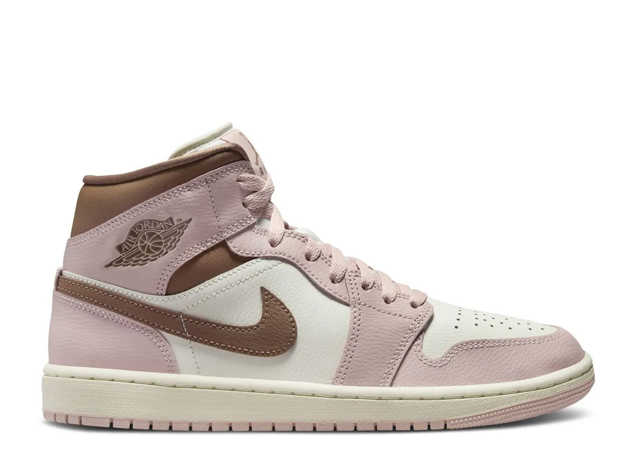 Air Jordan 1 Mid Pink Oxford Brown Zero Fuss Wear   Resistant