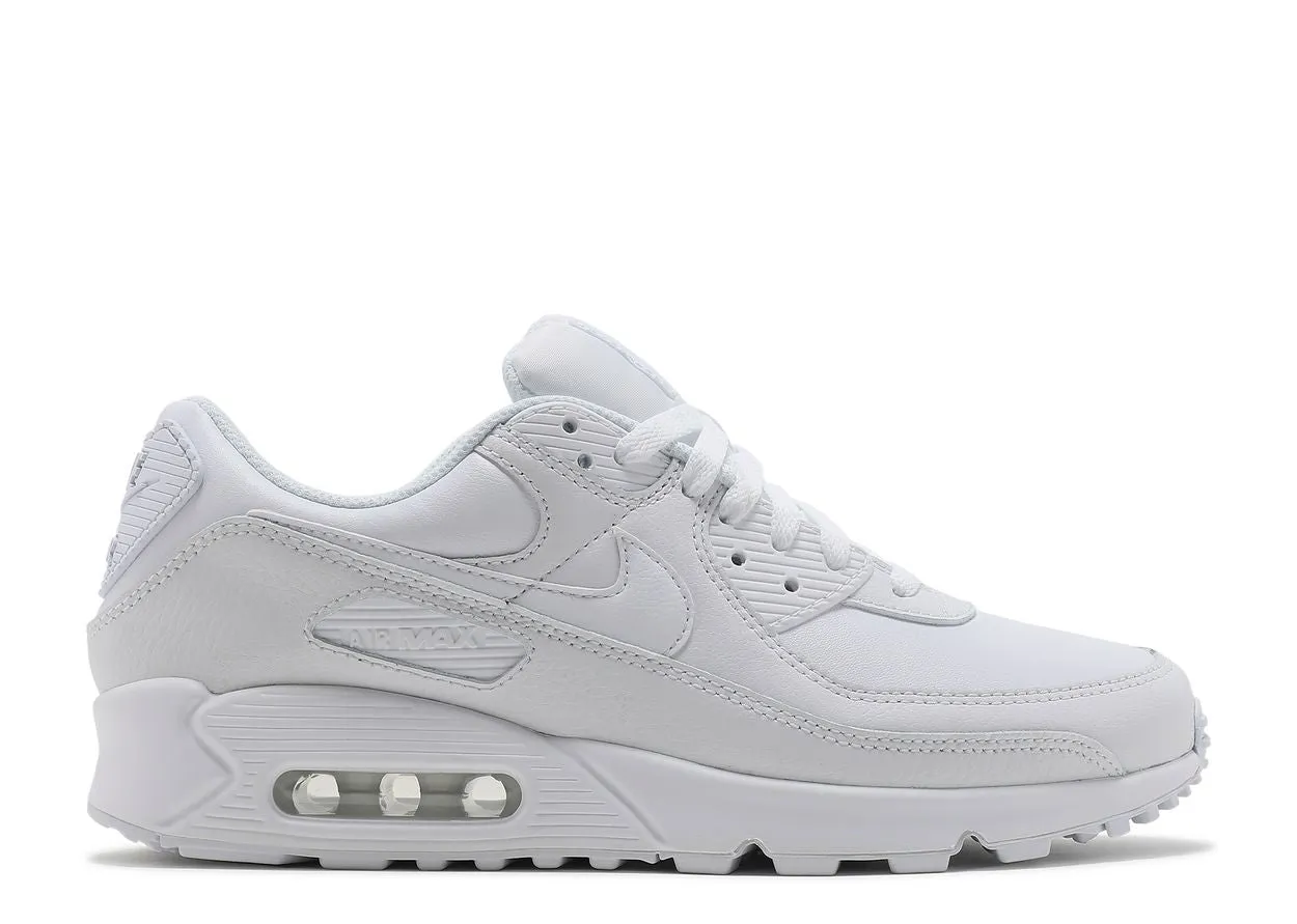 Nike Air Max 90 Leather Triple White Silver Glow Trail Hike