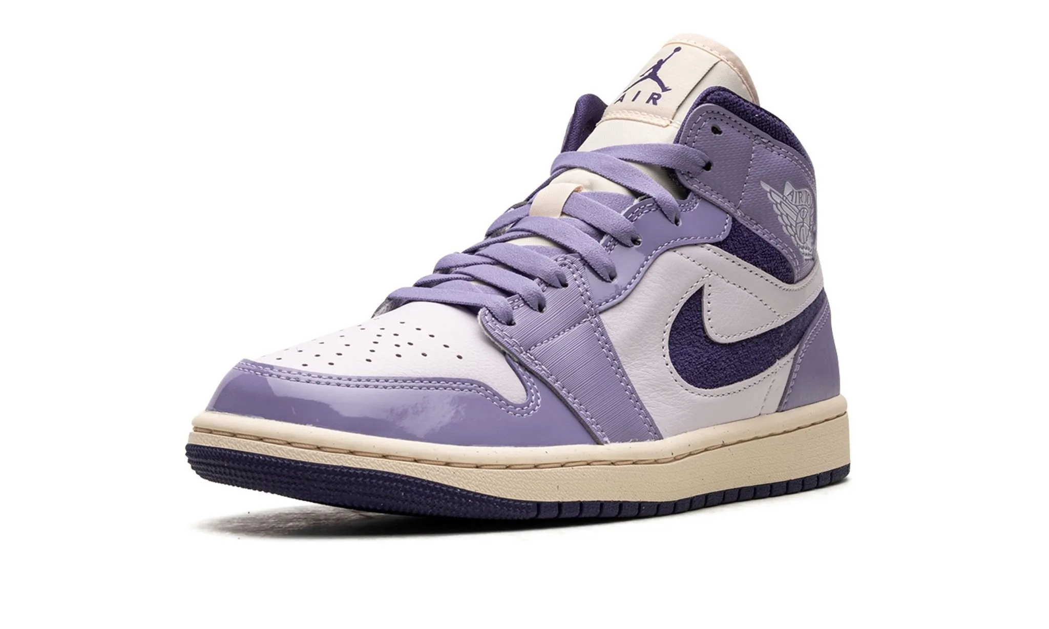 Wmns Air Jordan 1 Mid - Sky J Purple/Blue Berry Canvas Upper Durable Material