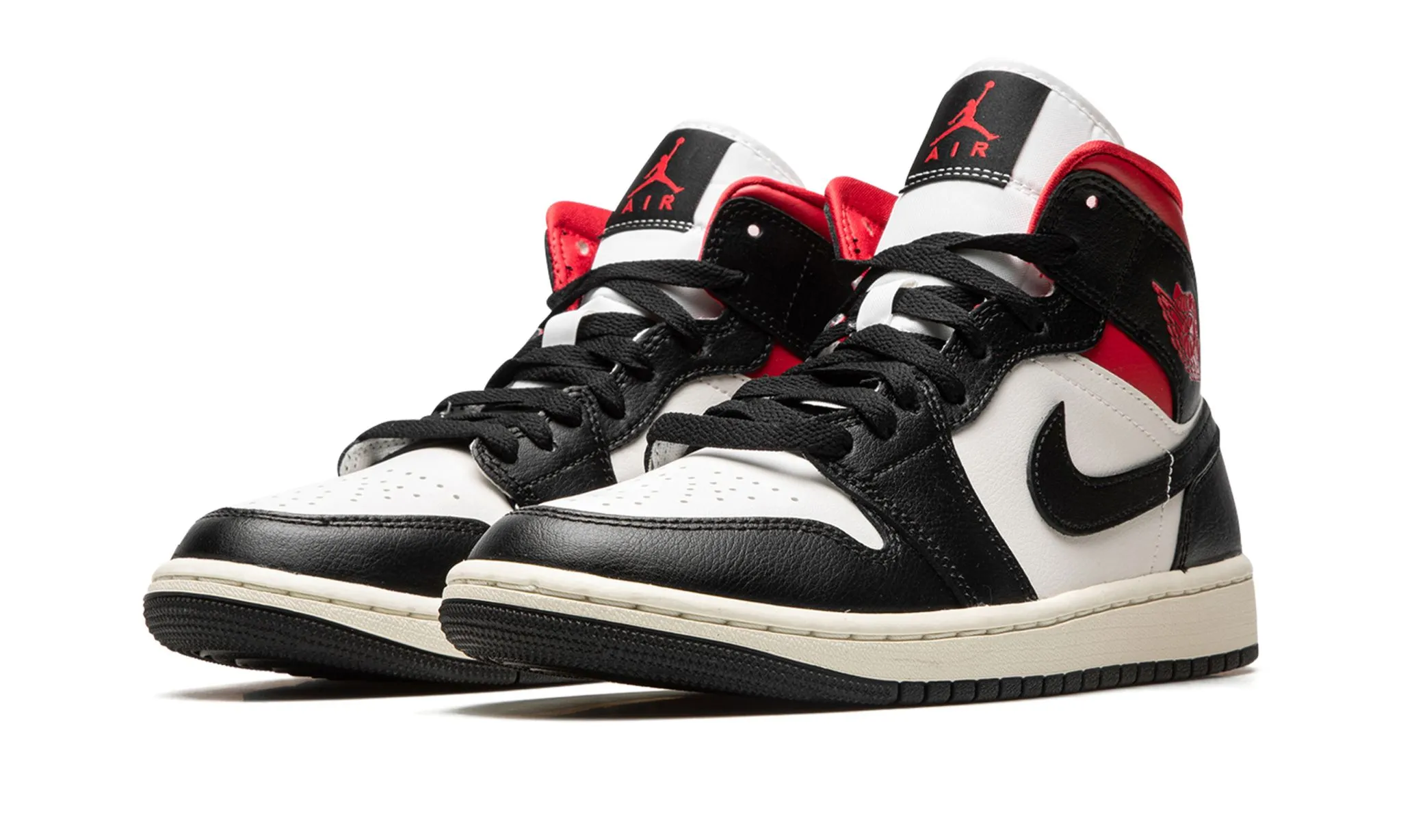 Air Jordan 1 Mid Black Gym Red Foot Balance Anti   Slip Feature