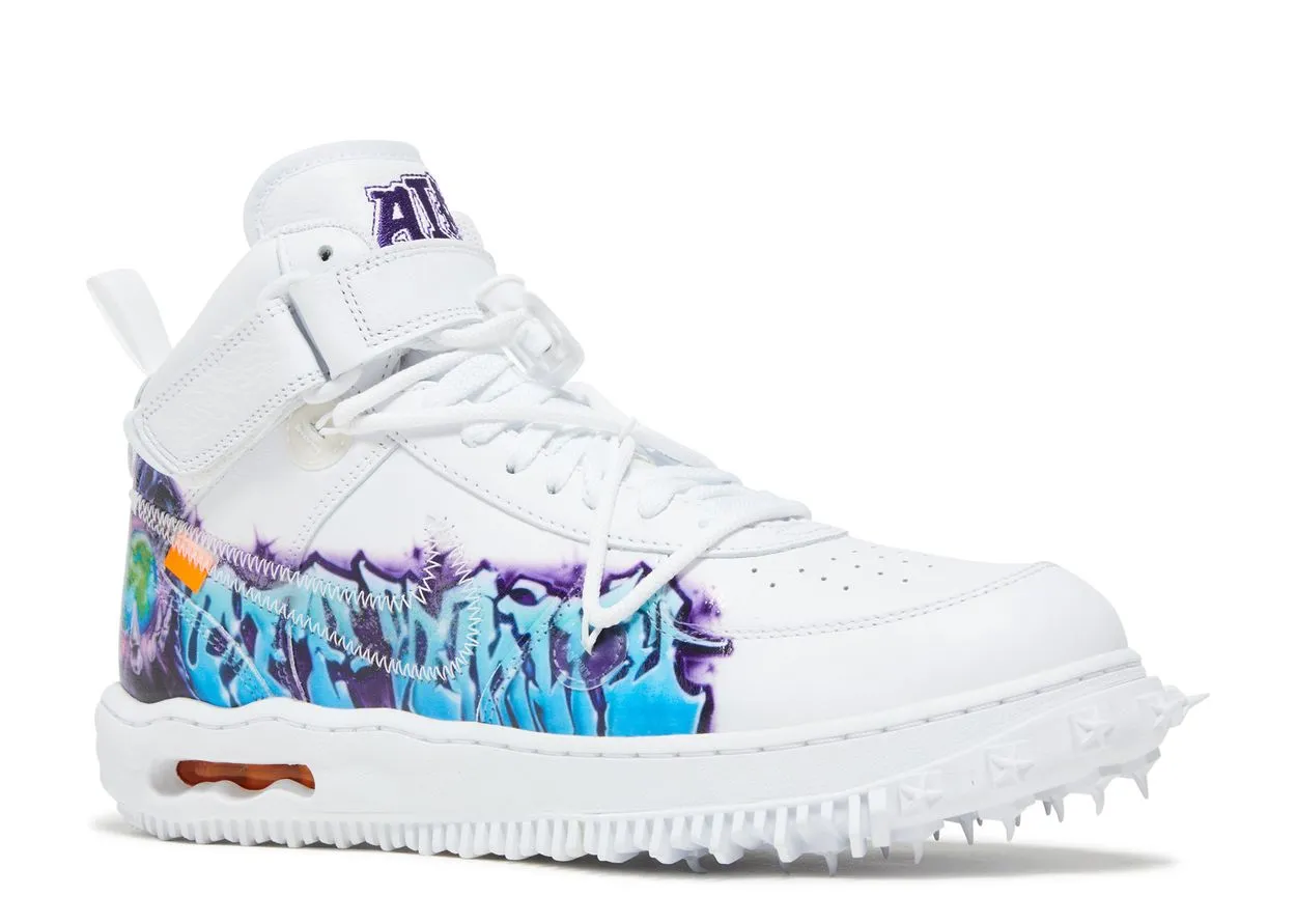 Nike Air Force 1 Mid Off-White Graffiti White Leather Material Sleek Form