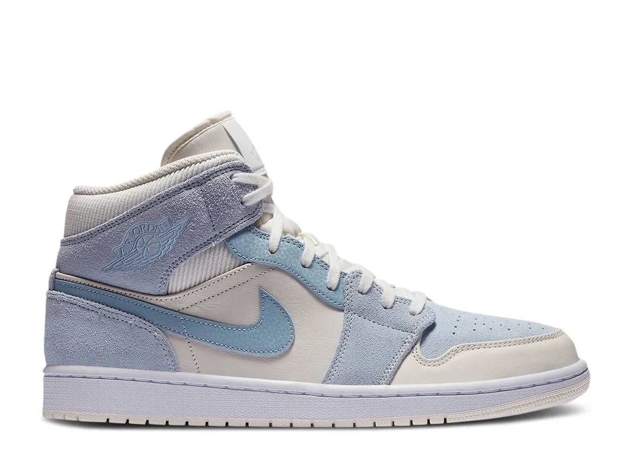 Air Jordan 1 Mid Mixed Textures Blue Cushioned Walk