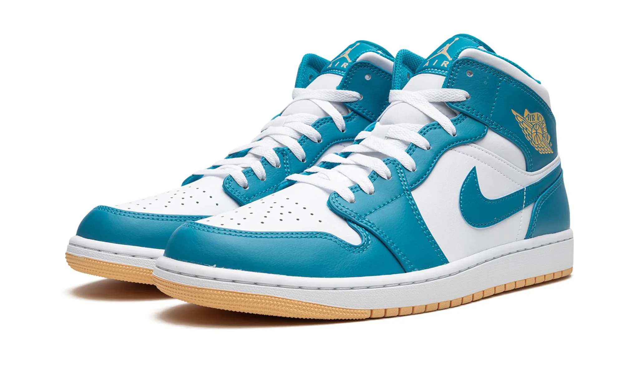 Air Jordan 1 Mid Aquatone Gold White Commuter Pick Work Jog