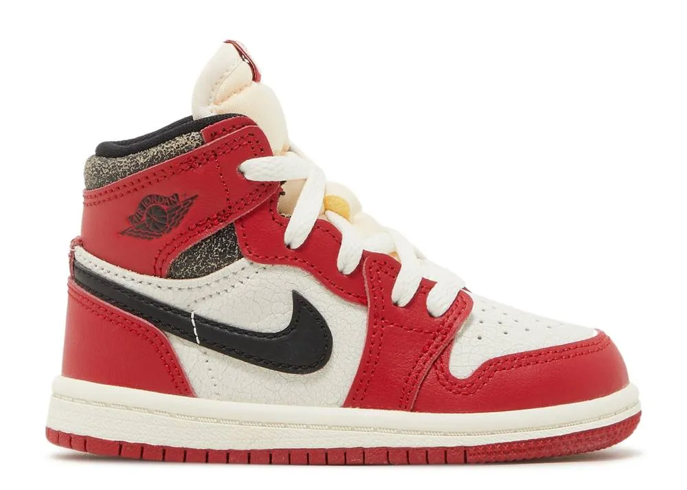 Air Jordan 1 High Chicago Lost And Found (Reimagined) (TD) Street Outfit hook and loop closure