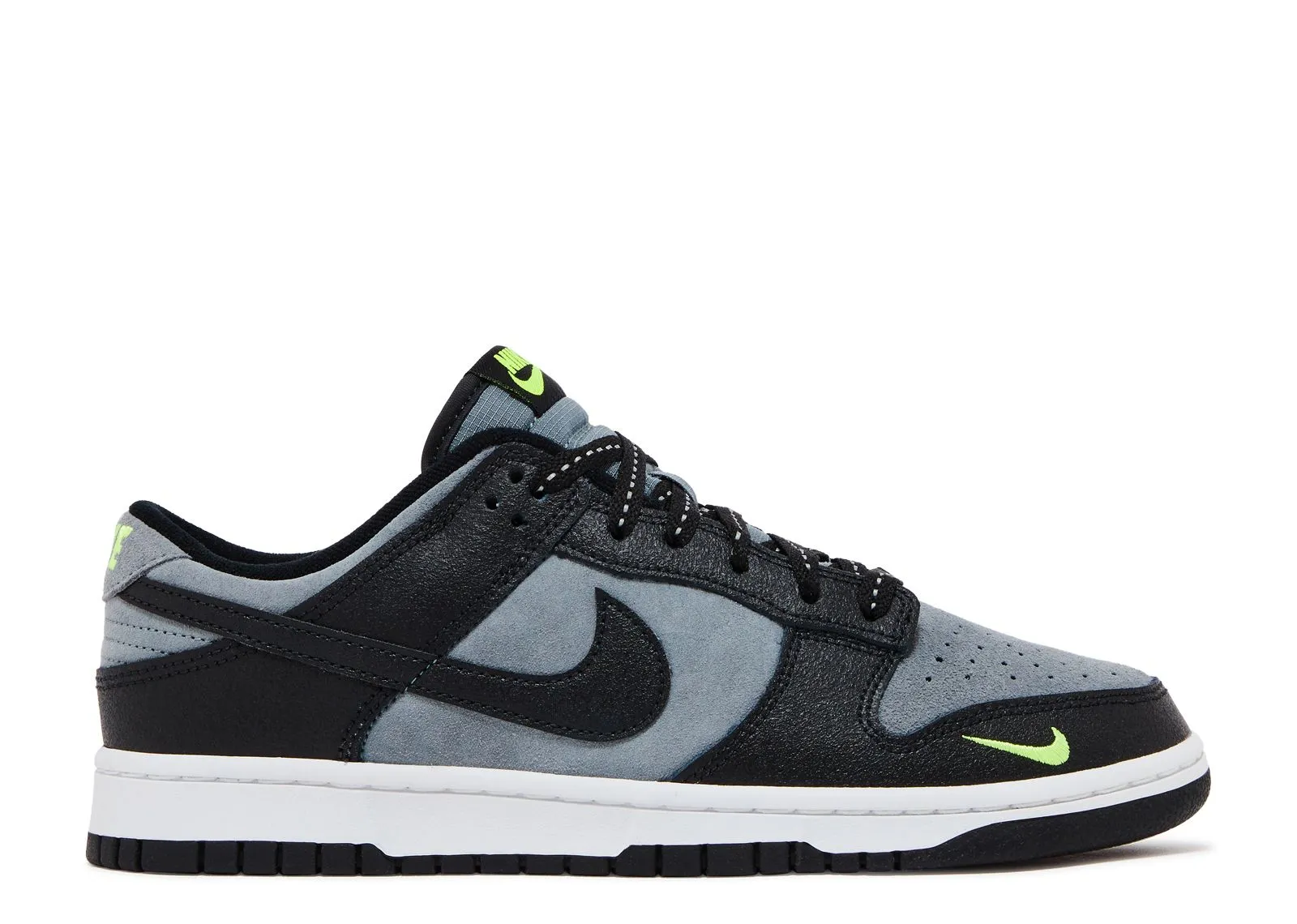Dynamic Style Nike Dunk Low Black Cool Grey Volt Mini Swoosh