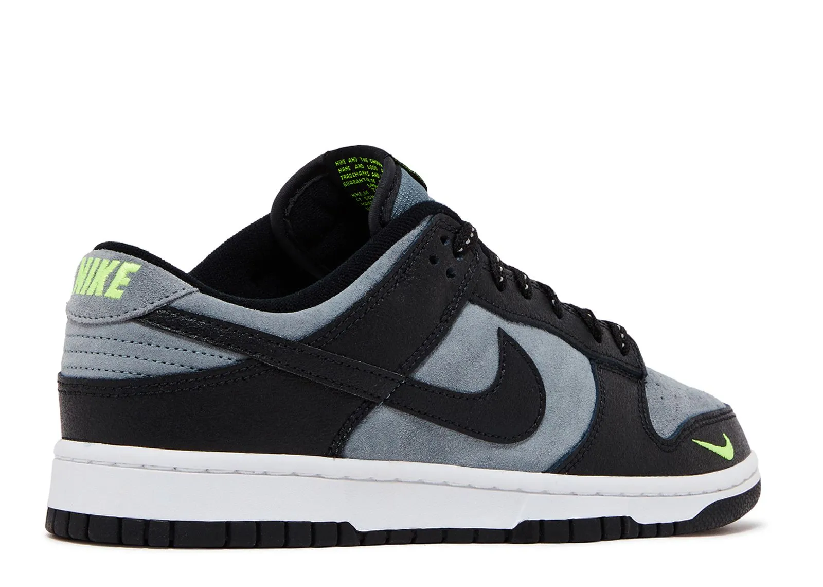 Nike Dunk Low Black Cool Grey Volt Mini Swoosh Supportive Design