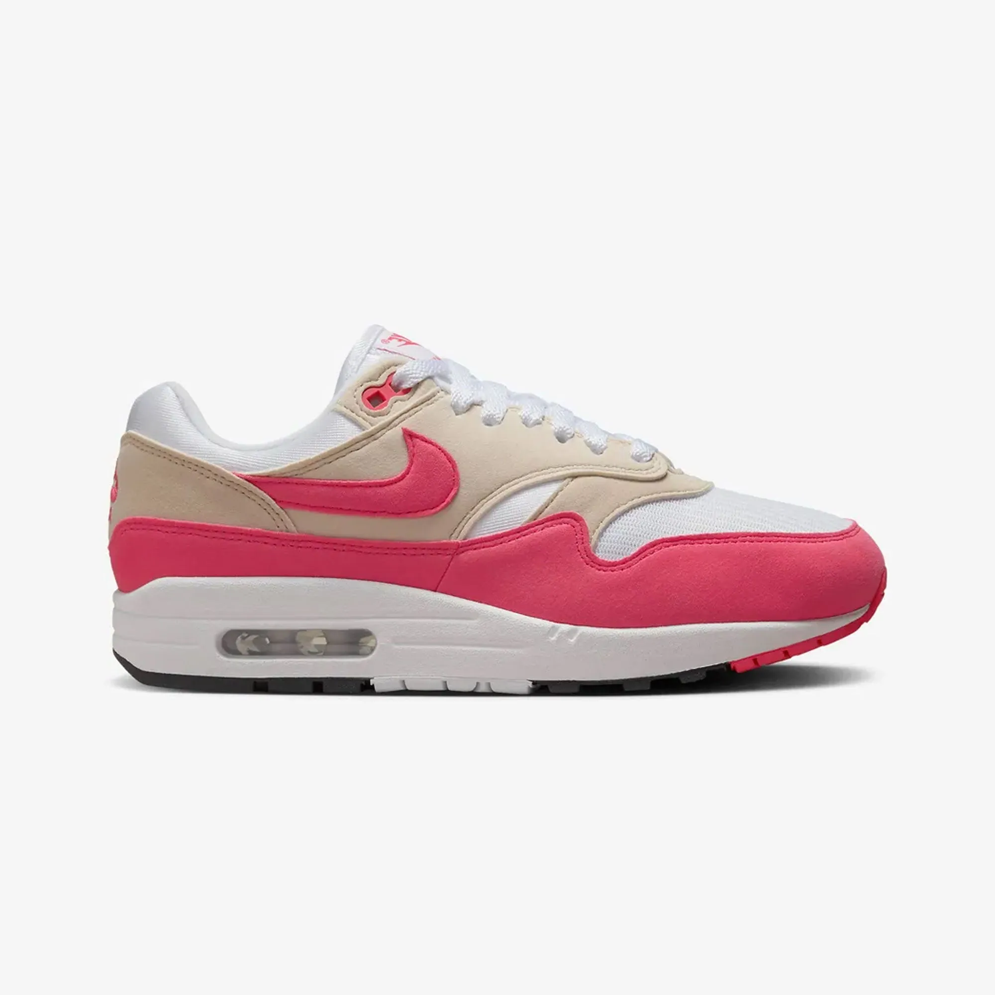shape fit NIKE | AIR MAX 1 { WHITE/ASTER PINK-LT OREWOOD BRN-BLACK