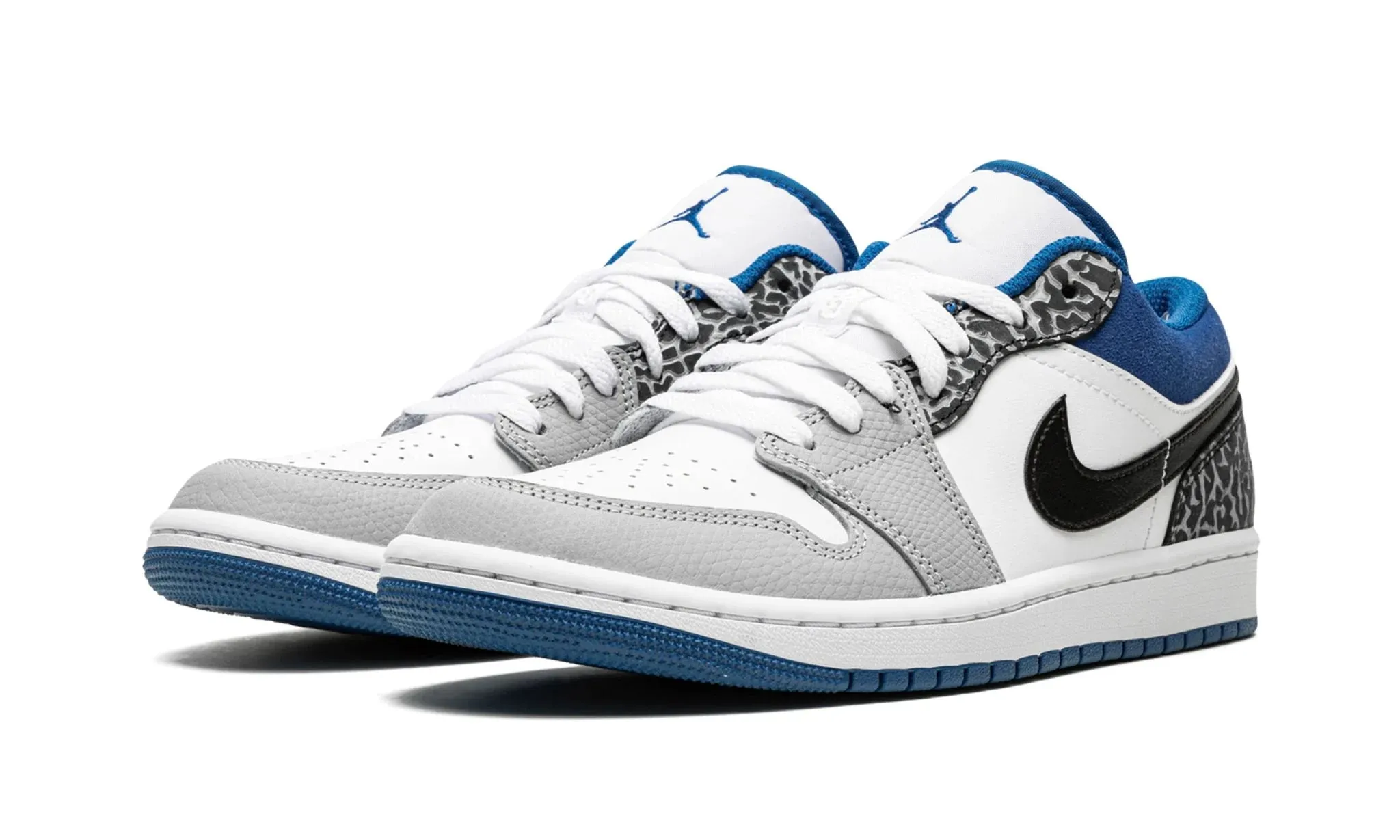 Shiny Tone Air Jordan 1 Low Light Smoke Grey And Dark Marina Blue
