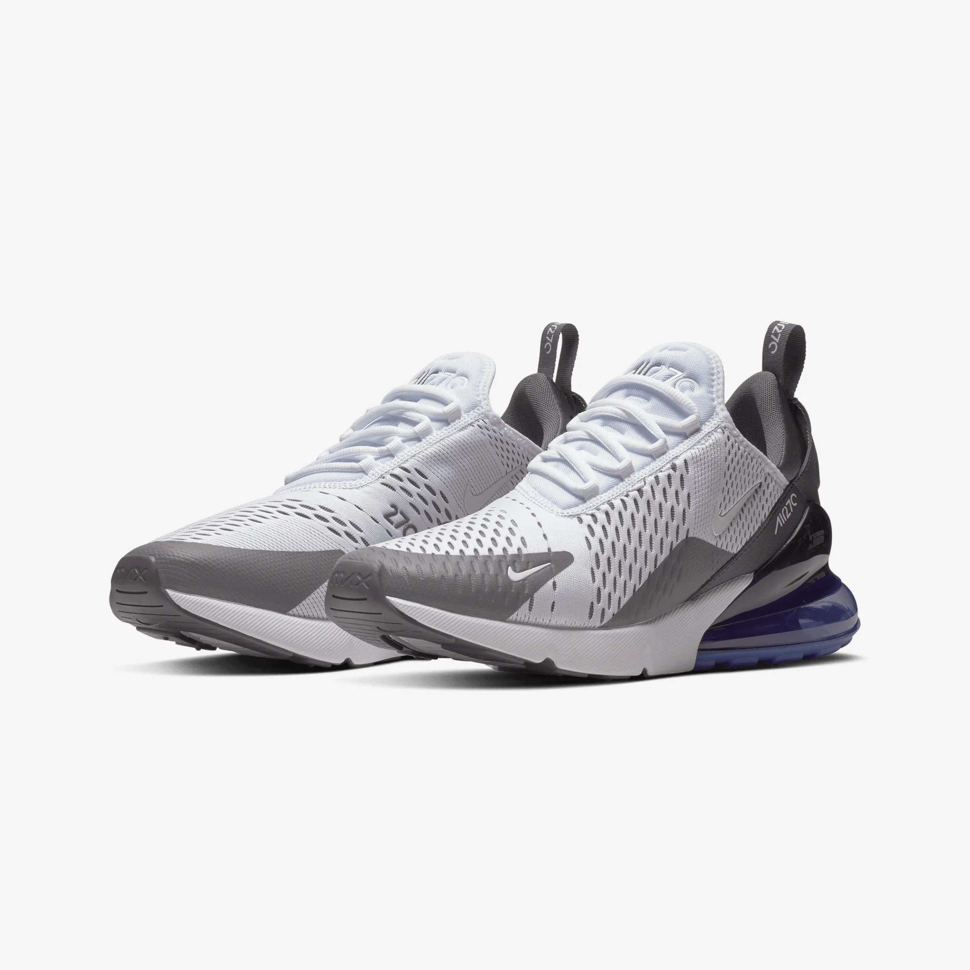 Nike | AIR MAX 270 { WHITE/WHITE-PERSIAN VIOLET-DARK GREY Celebrity Vibe