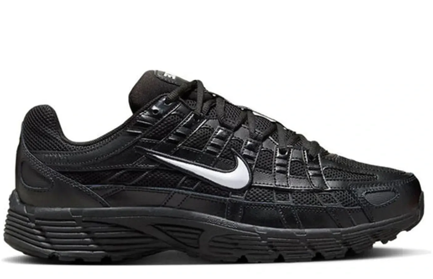 Nike P-6000 Black Black White dirt path