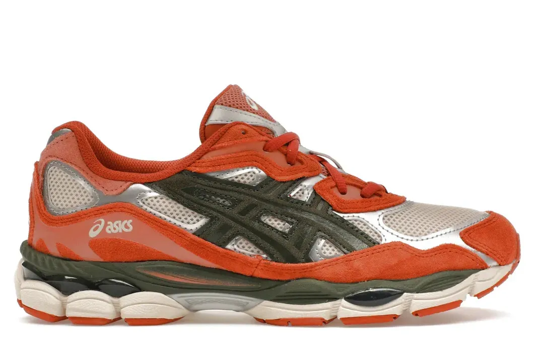ASICS Gel-NYC Oatmeal Forest Green Orange Vegan Leather Alternatives