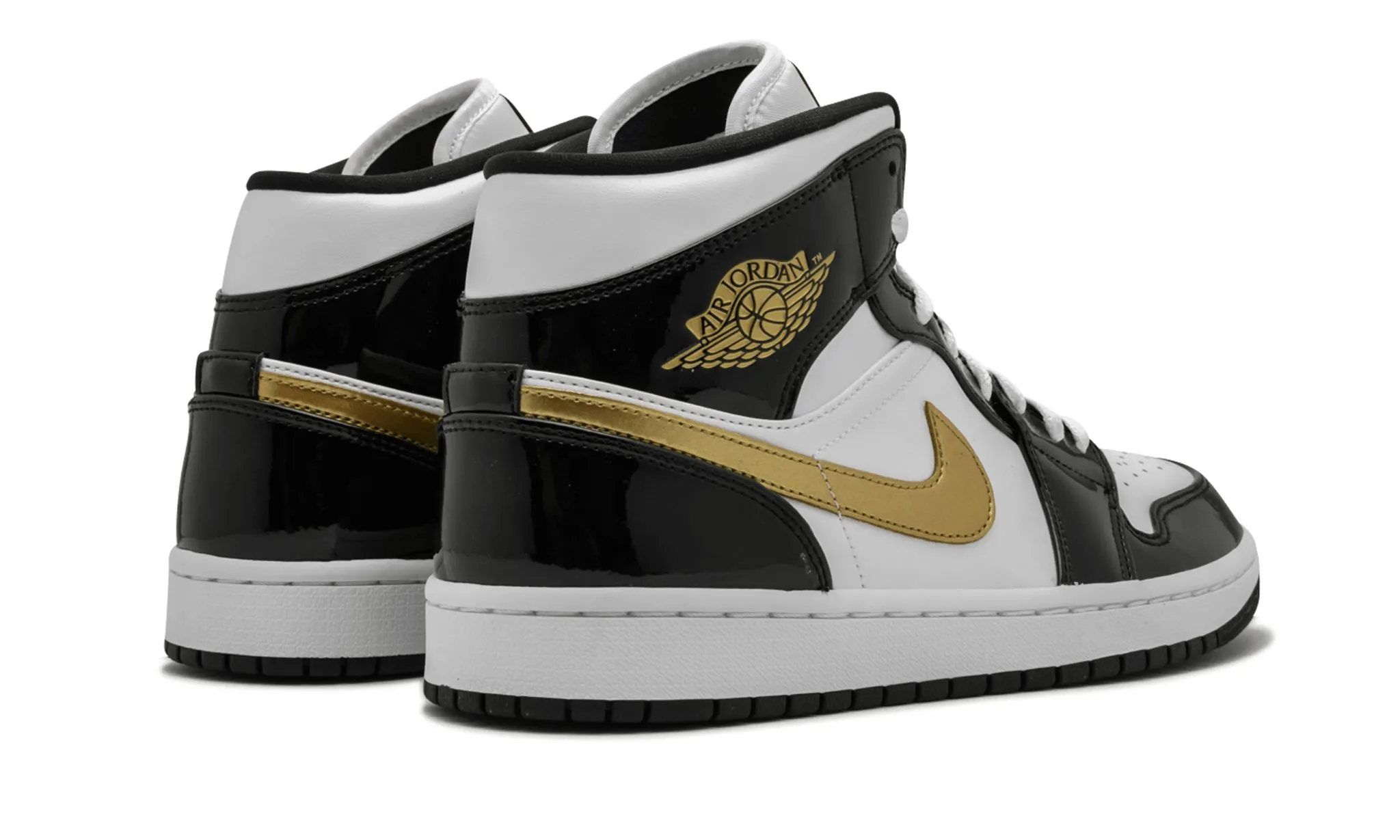 Youth Pick Quick Steps Air Jordan 1 Mid Patent SE Black Gold