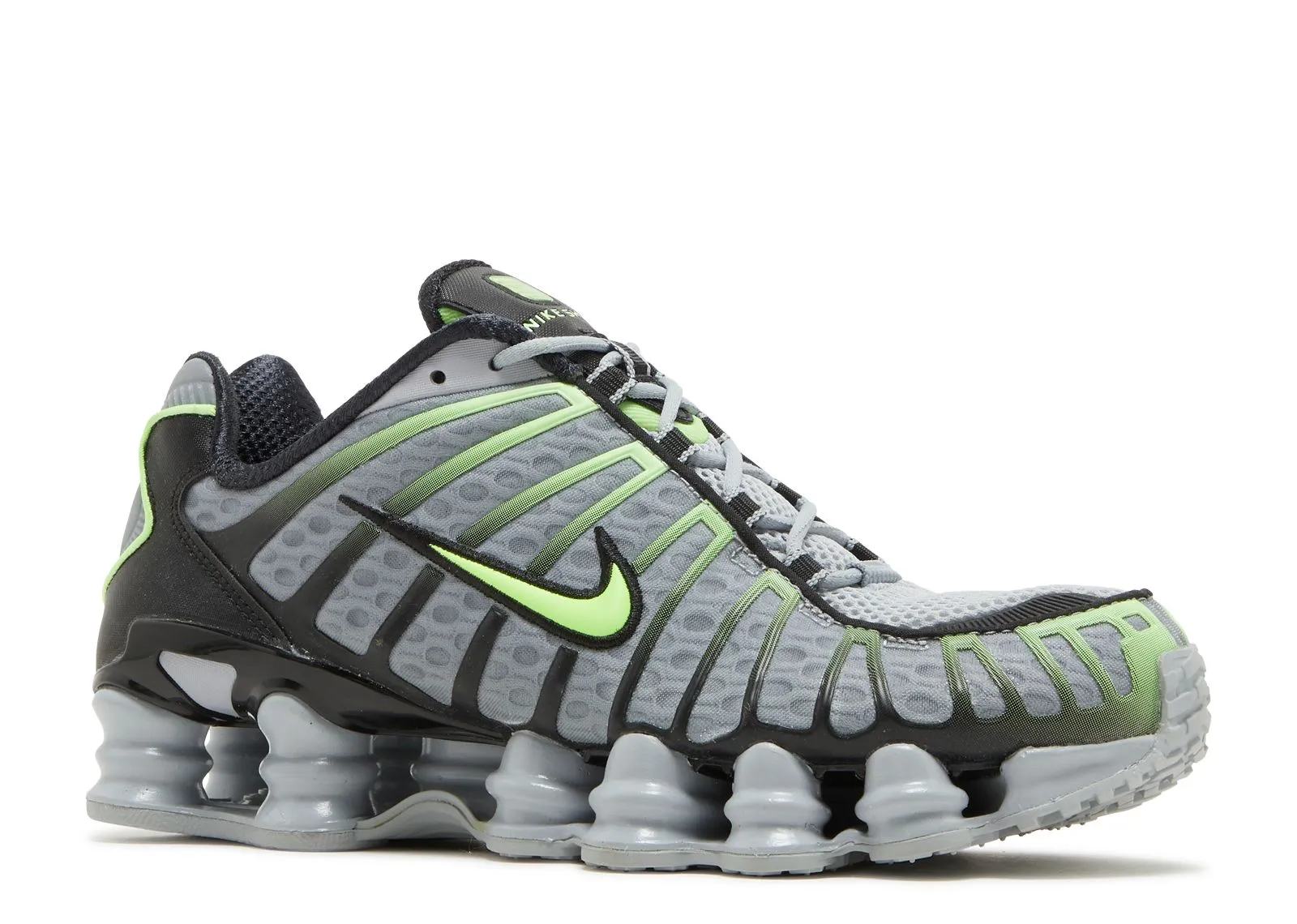 ribbon - trimmed - design shoes fat - burning Nike Shox TL Wolf Grey Lime Blast