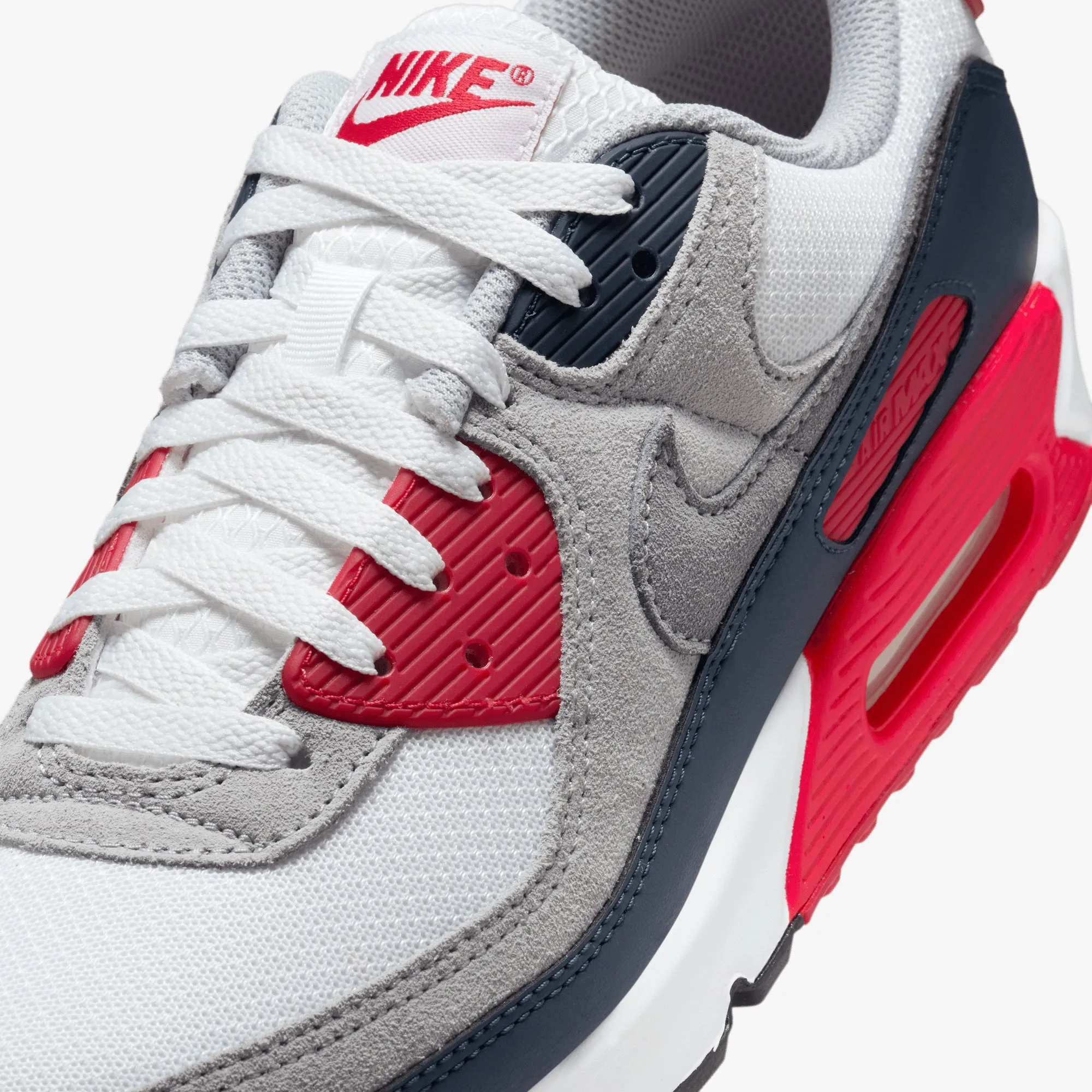 Color Play Skin Soft Nike | AIR MAX 90 { WHITE/COOL GREY-UNIVERSITY RED