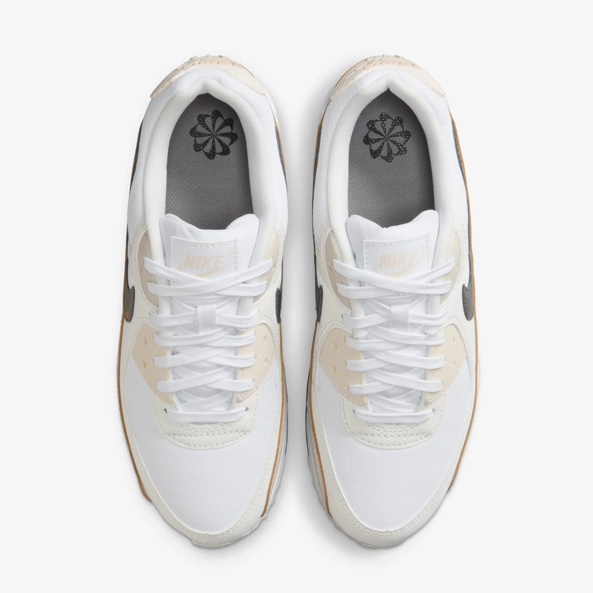 Nike | AIR MAX 90 { WHITE/FLAT PEWTER-LT OREWOOD BRN Stretchable Material Craftsmanship
