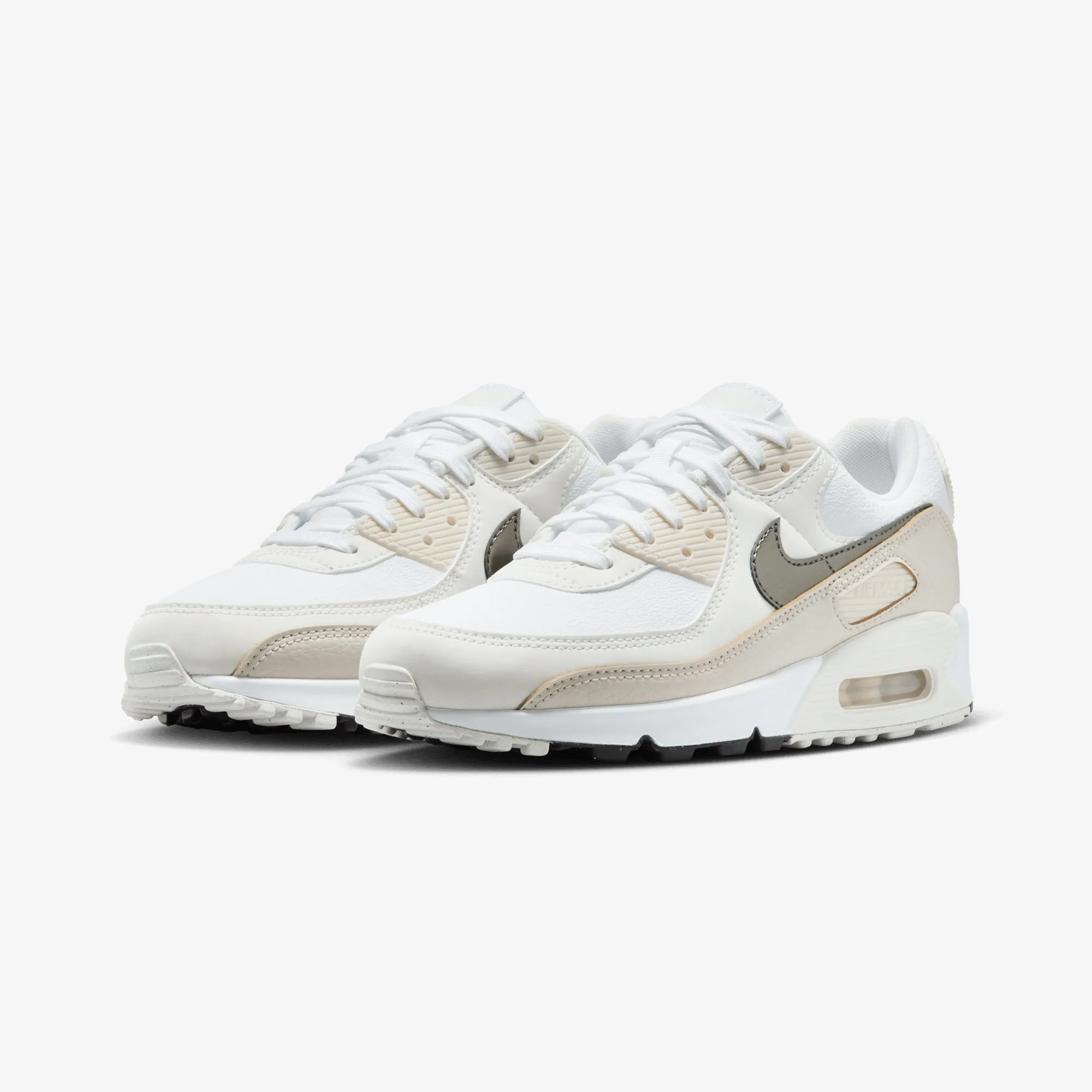 Nike | AIR MAX 90 { WHITE/FLAT PEWTER-LT OREWOOD BRN Bold Tone