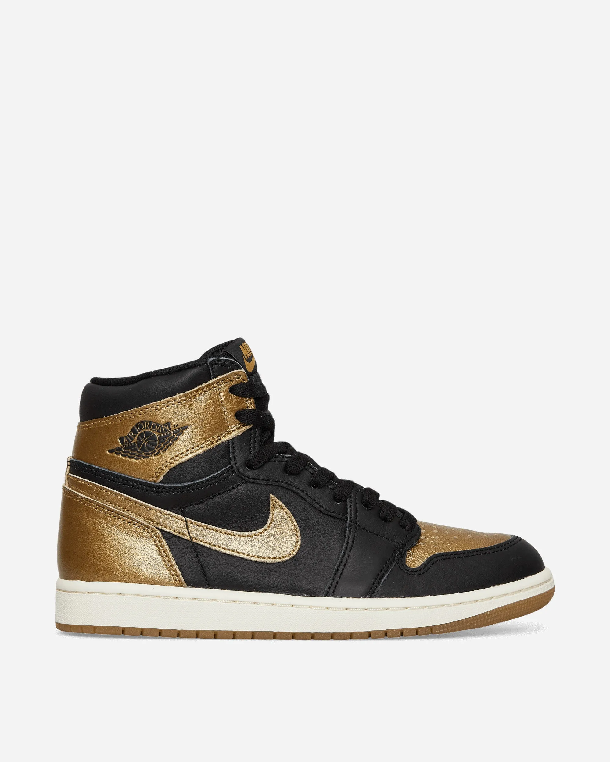 Air Jordan 1 Retro High OG Sneakers Black / Gold Cross Road Soft Tone