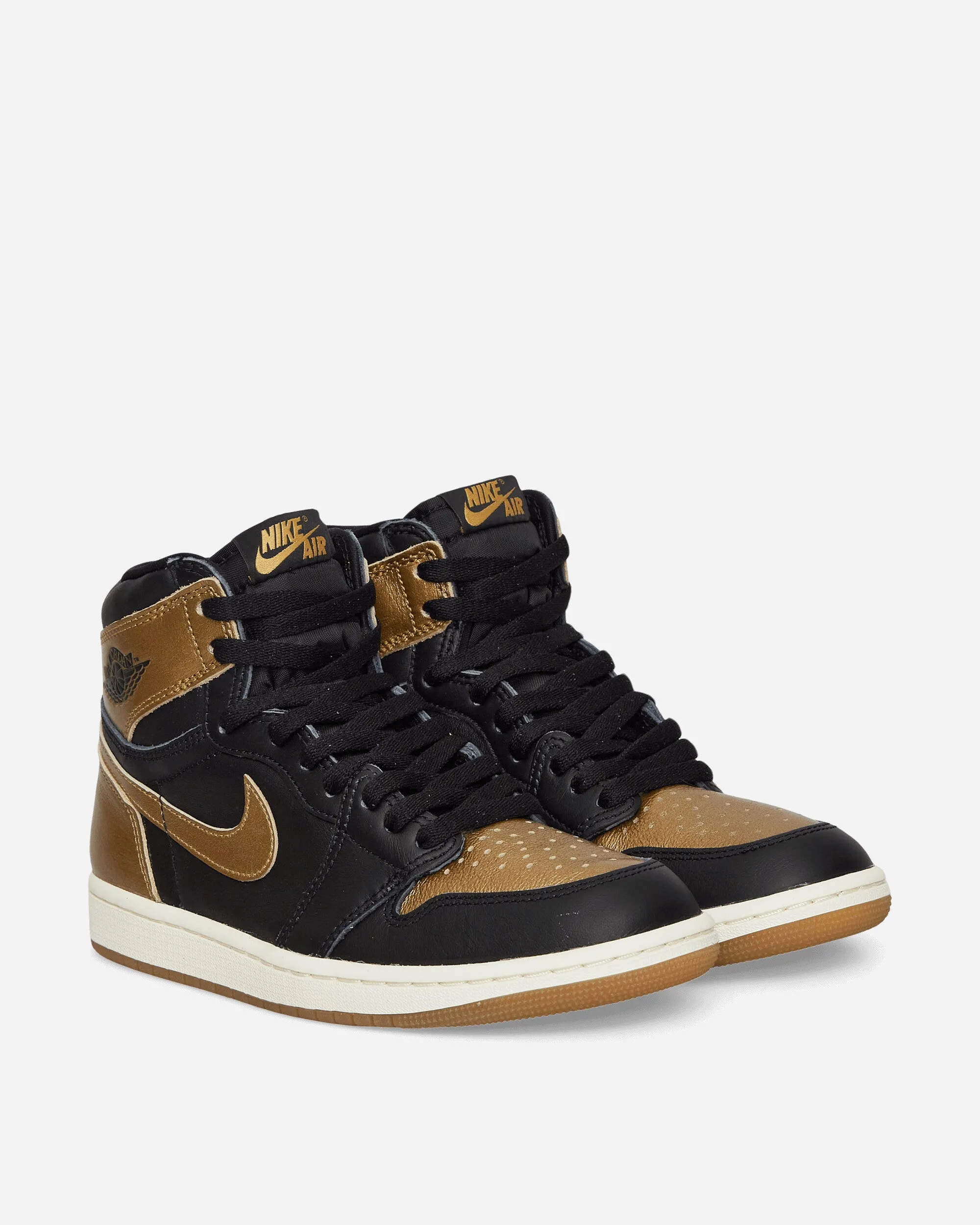 Breathable mesh Classic Base Air Jordan 1 Retro High OG Sneakers Black / Gold