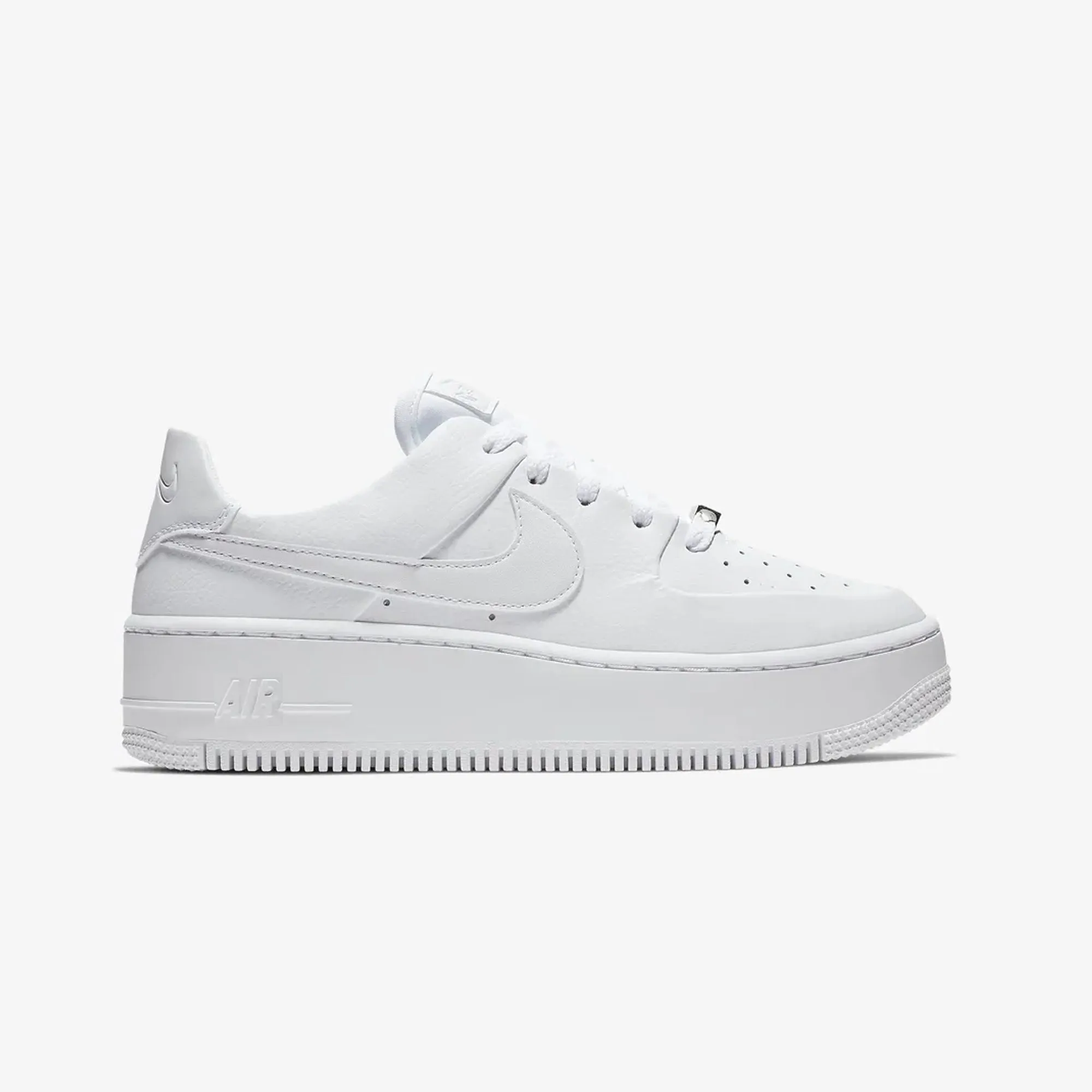 Nike | AIR FORCE 1 SAGE LOW  { WHITE/WHITE-WHITE Silver Shine Play Hard