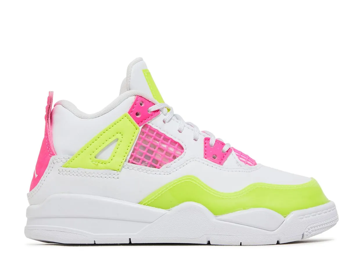 shoe style Easy Slip-On Air Jordan 4 Retro White Lemon Pink (PS)
