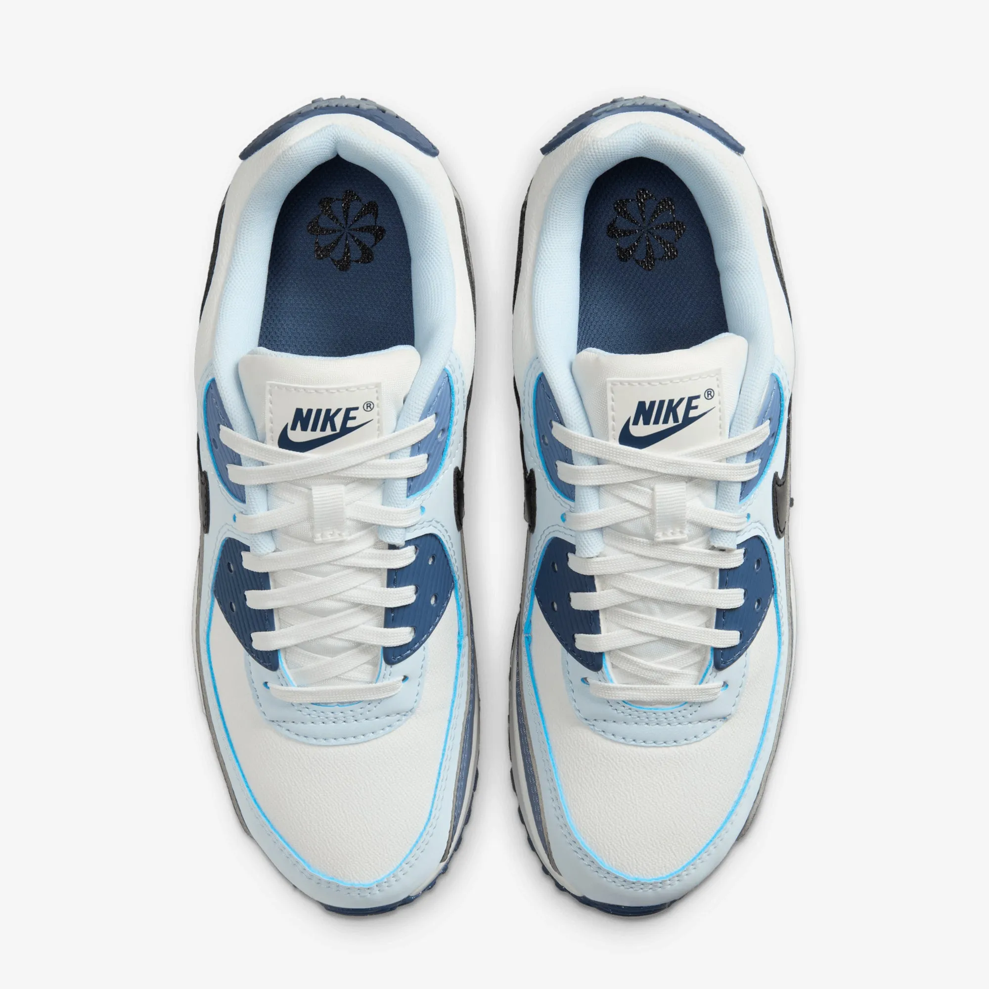 Nike | AIR MAX 90 { SUMMIT WHITE/BLACK-ASHEN SLATE-BLUE TINT Modern Edge
