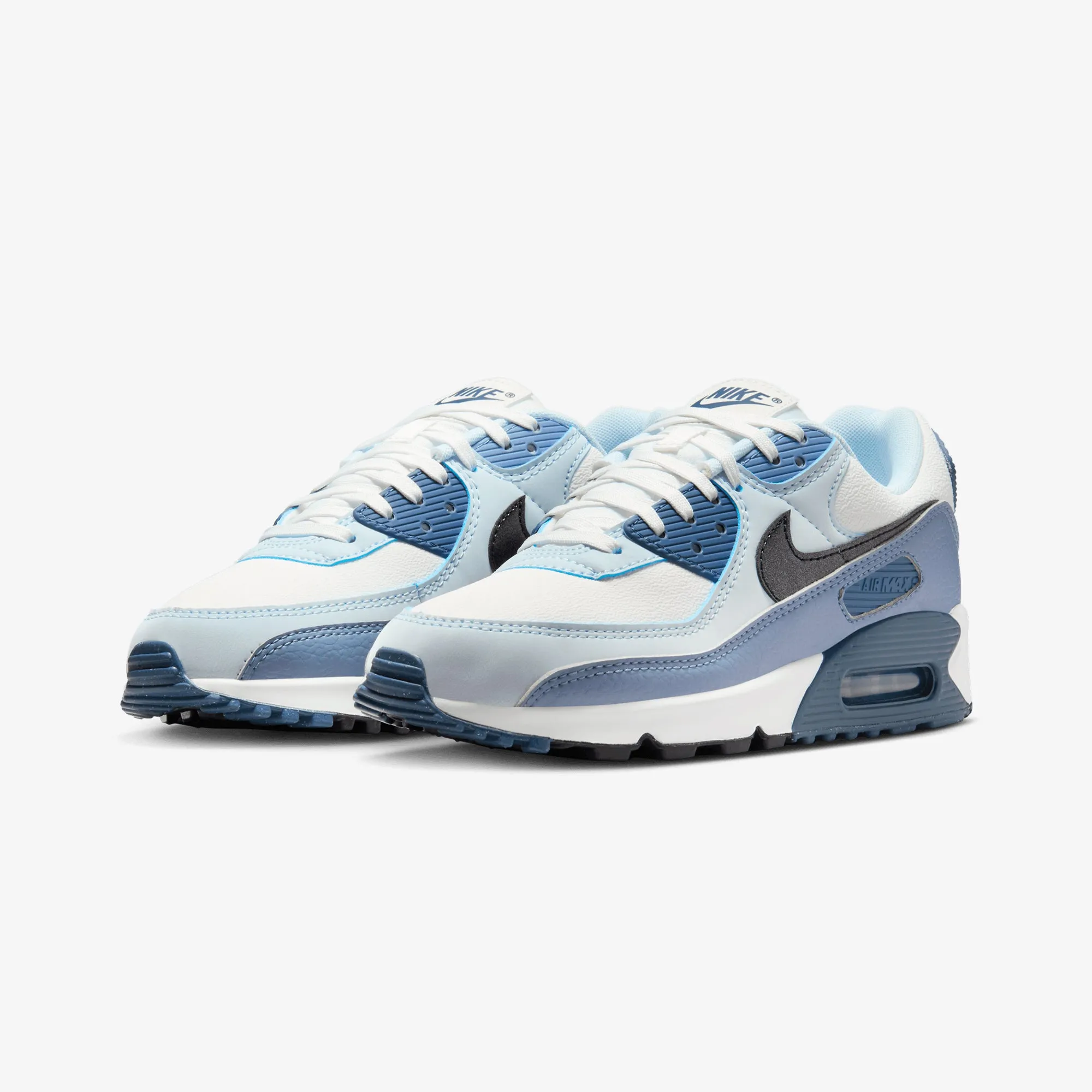 Nike | AIR MAX 90 { SUMMIT WHITE/BLACK-ASHEN SLATE-BLUE TINT Soft Move
