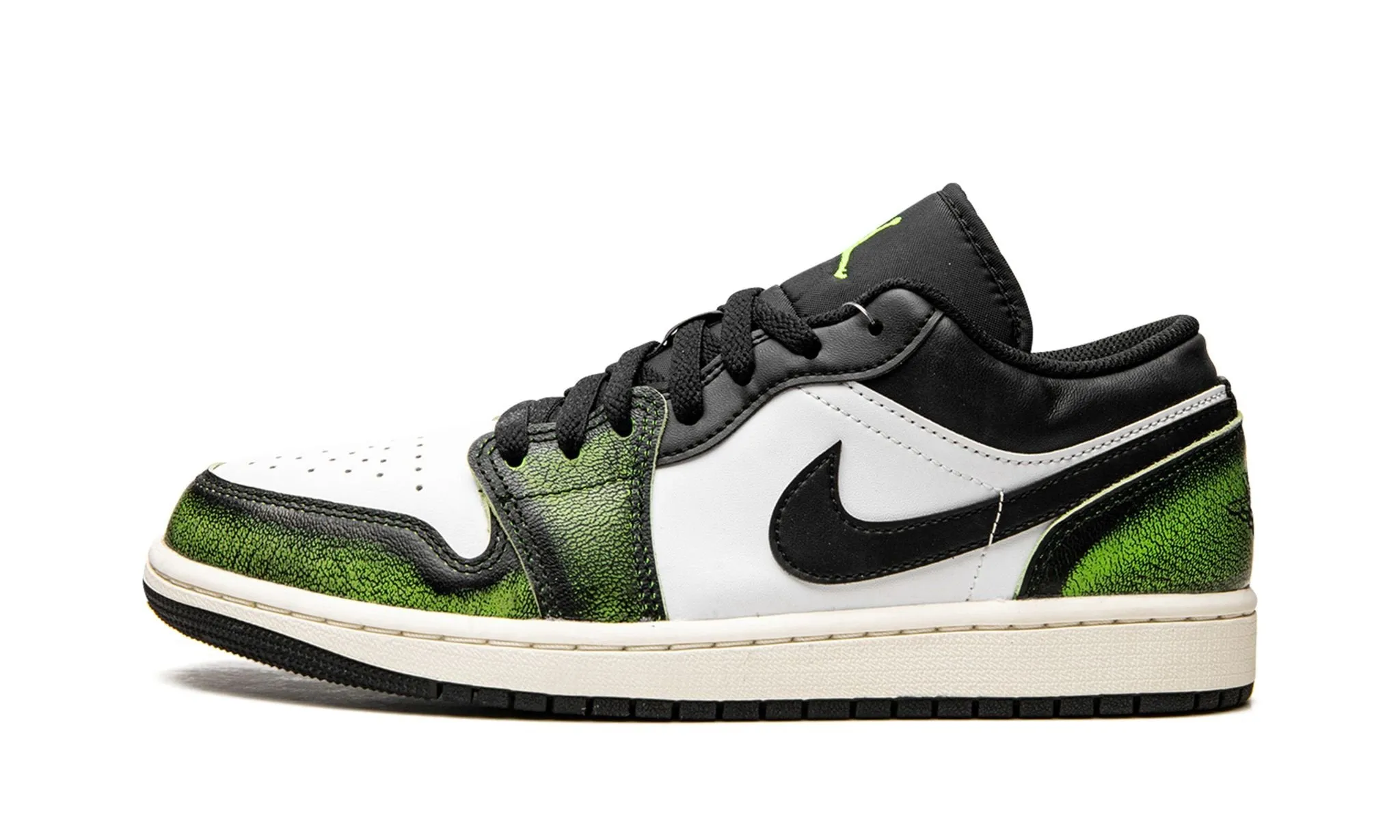 Fast Run Shine Silver Air Jordan 1 Low Wear Away Electric Green