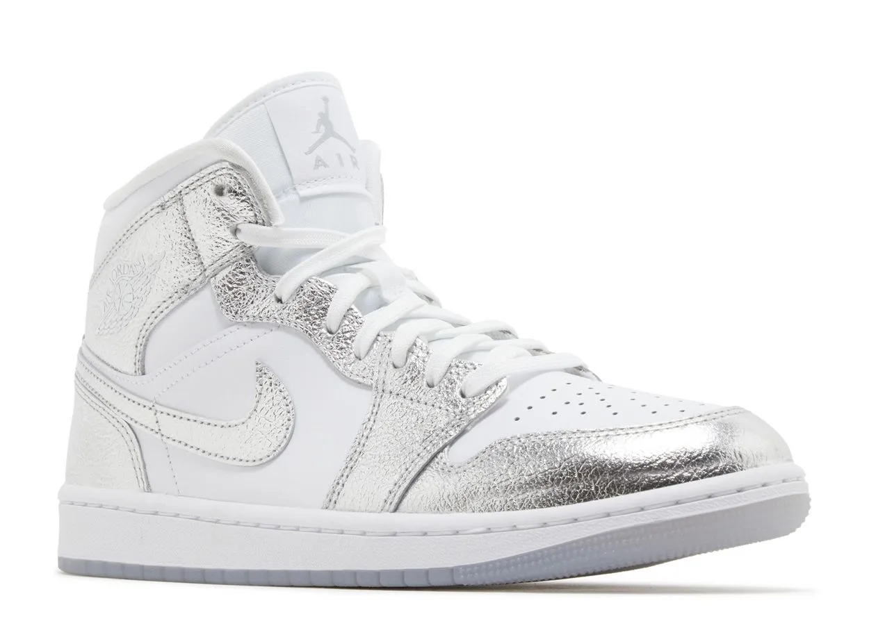 Air Jordan 1 Mid SE Metallic Silver Comfortable Upper MachineWashable