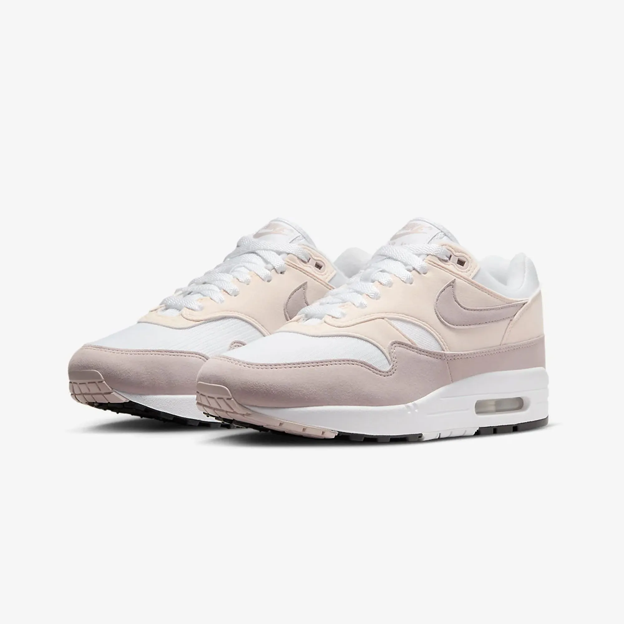 Nike | AIR MAX 1  { WHITE/PLATINUM VIOLET-PHANTOM-WHITE AI Path Soft Cushioning
